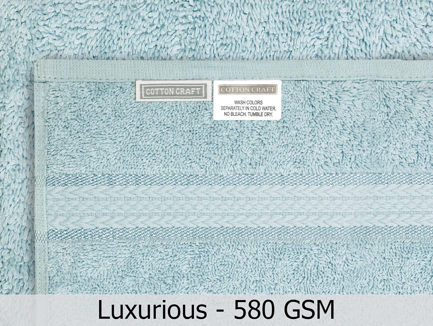 COTTON CRAFT Ultra Soft Bath Towels - 4 Pack 100% Cotton Large 30x54 inches | Oversized 580 GSM Absorbent Light Blue