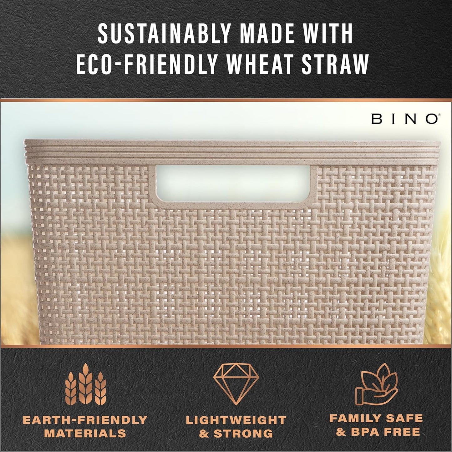 Woven Plastic Basket / Natural / 5PK- S / Set of 5