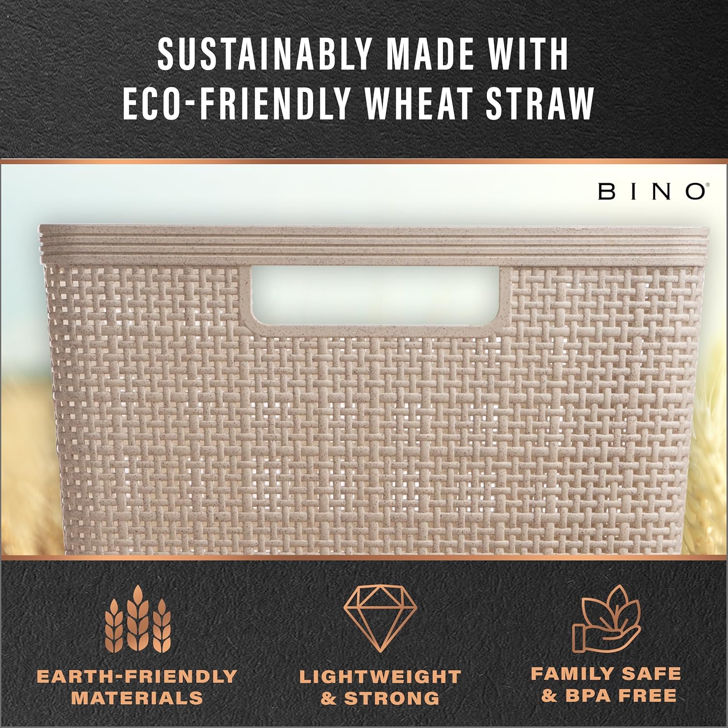 Woven Plastic Basket / Natural / 5PK- S / Set of 5