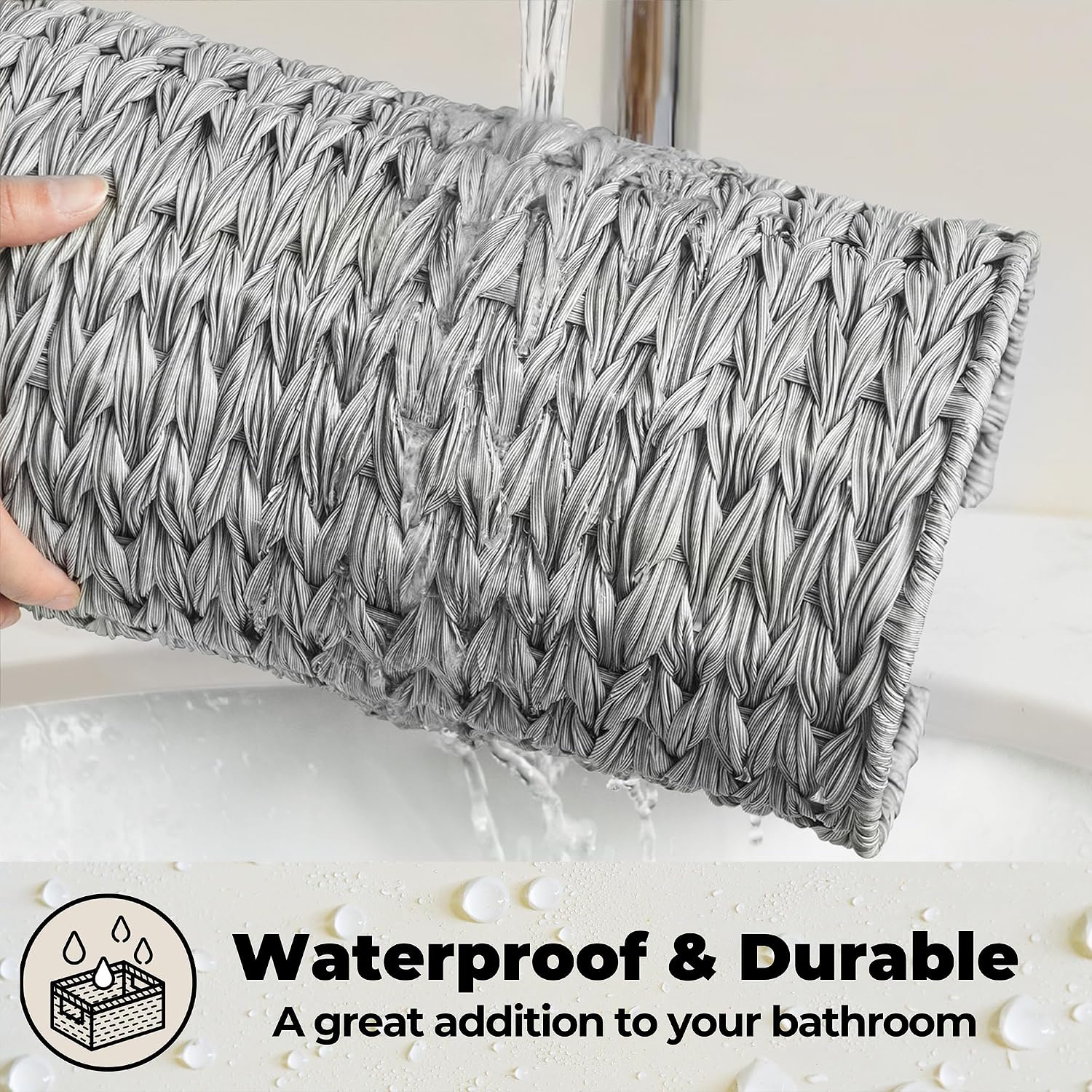 GRANNY SAYS Toilet Paper Storage with Lid, Wicker Toilet Paper Holder | Toilet Paper Holder Stand with Storage, Woven