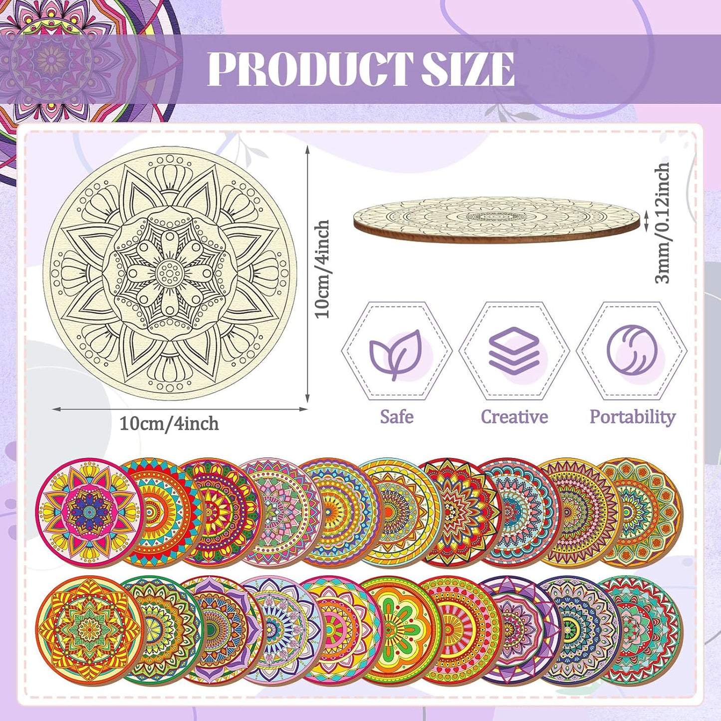 Holder & Markers Boho DIY / Mandalas / 4 Inch / Set of 77