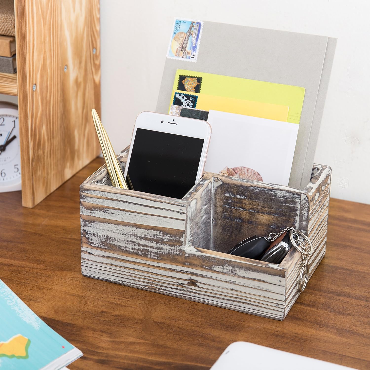 TV Remote Control Holder / Rustic Torched
