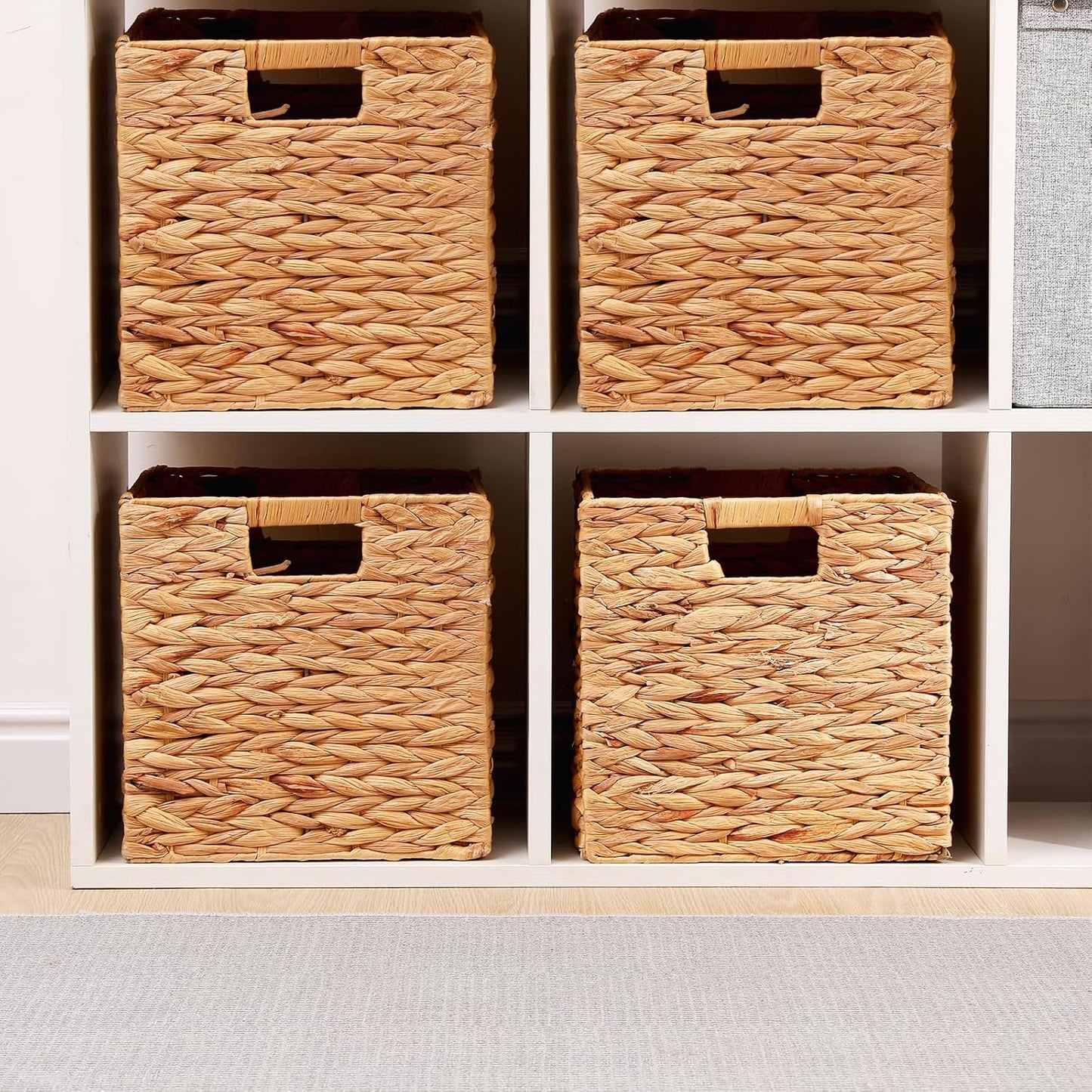 Water Hyacinth Storage Baskets Wicker Storage Cubes Set of 2Baskets / 11 x 11 x 11
