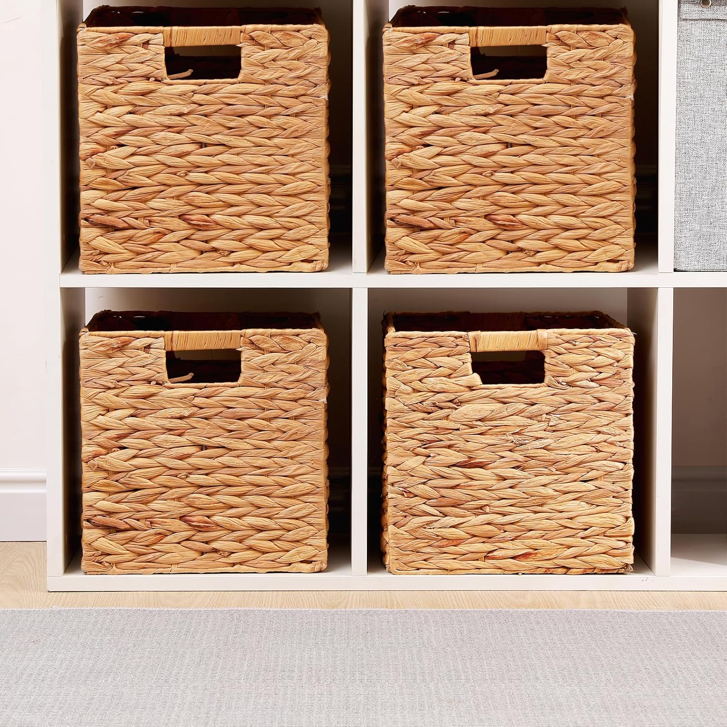 Water Hyacinth Storage Baskets Wicker Storage Cubes Set of 2Baskets / 11 x 11 x 11