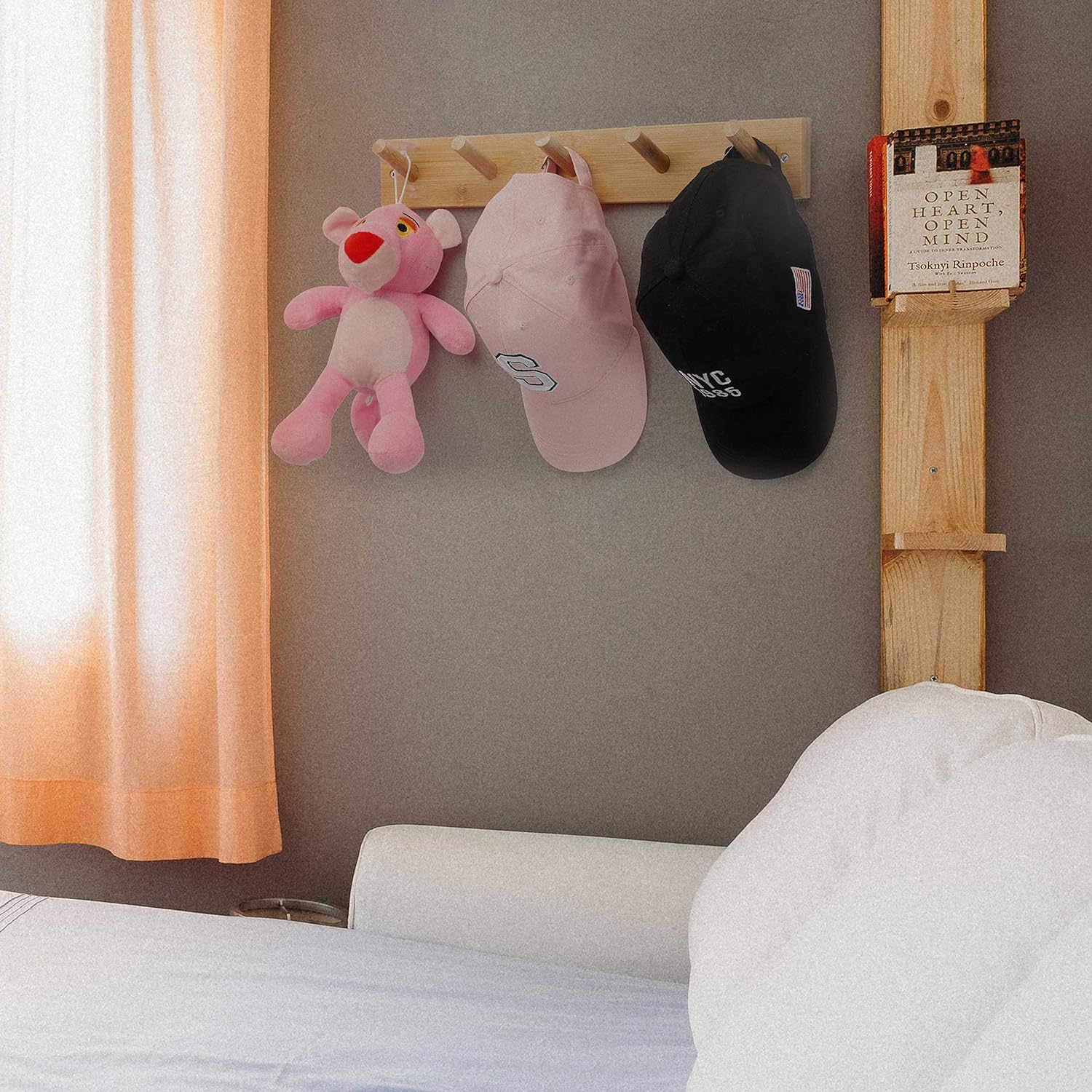 WEBI Coat Rack Wall Mounted,16" Hole to Hole,Coat Hanger Wall Mount with 5 Hooks for Hanging Coats,Hook Rack Peg Rail