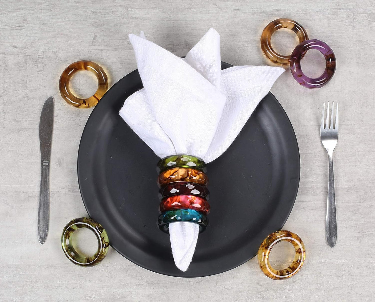 Unique Artisan Resin Napkin Rings Set of 36, Luxurious Modern Table Decor, High-End Designer Napkin Holders for