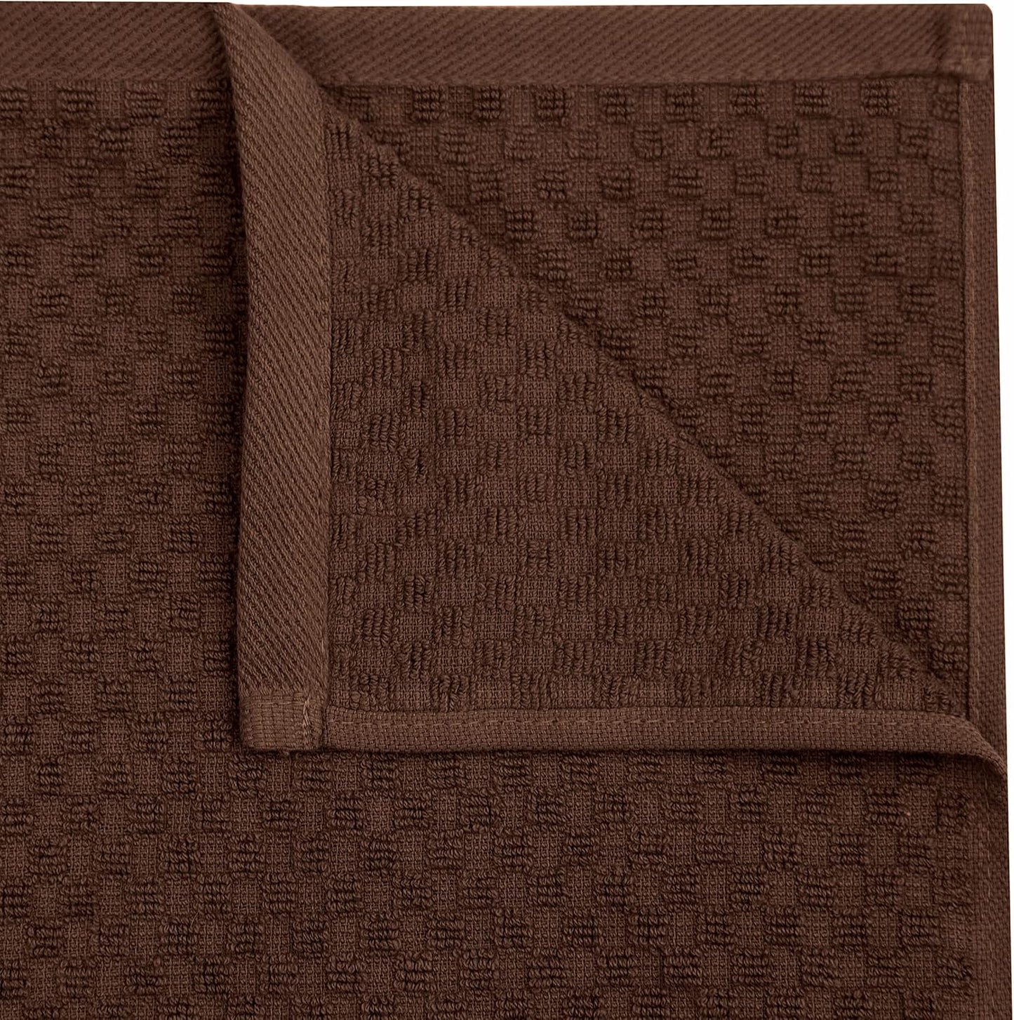 COTTON CRAFT Amazing Kitchen Towels - 8 Pack 100% Cotton Waffle Terry Towel | Chocolate - 16x28 Euro Café Waffle Weave