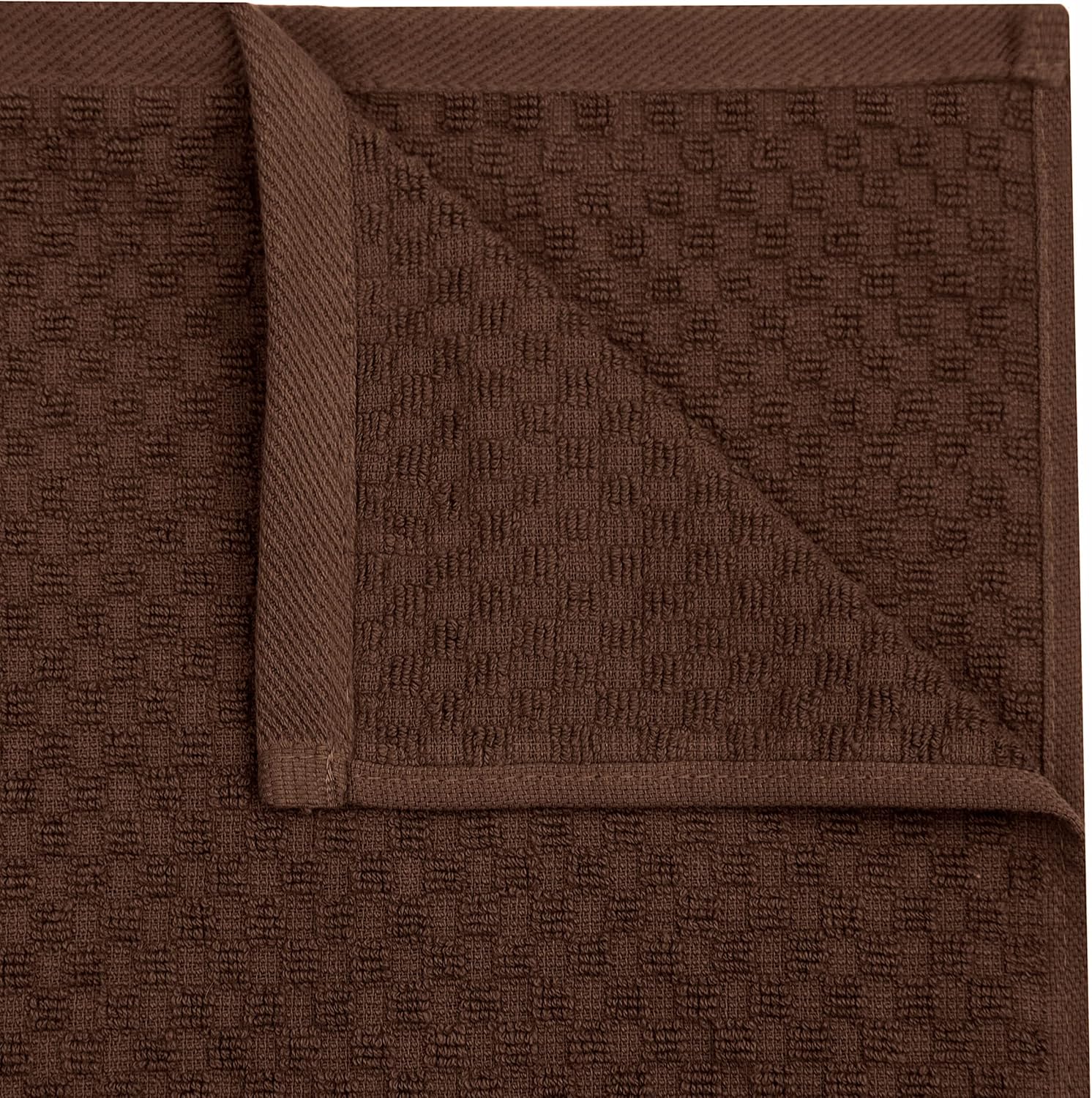 COTTON CRAFT Amazing Kitchen Towels - 8 Pack 100% Cotton Waffle Terry Towel | Chocolate - 16x28 Euro Café Waffle Weave