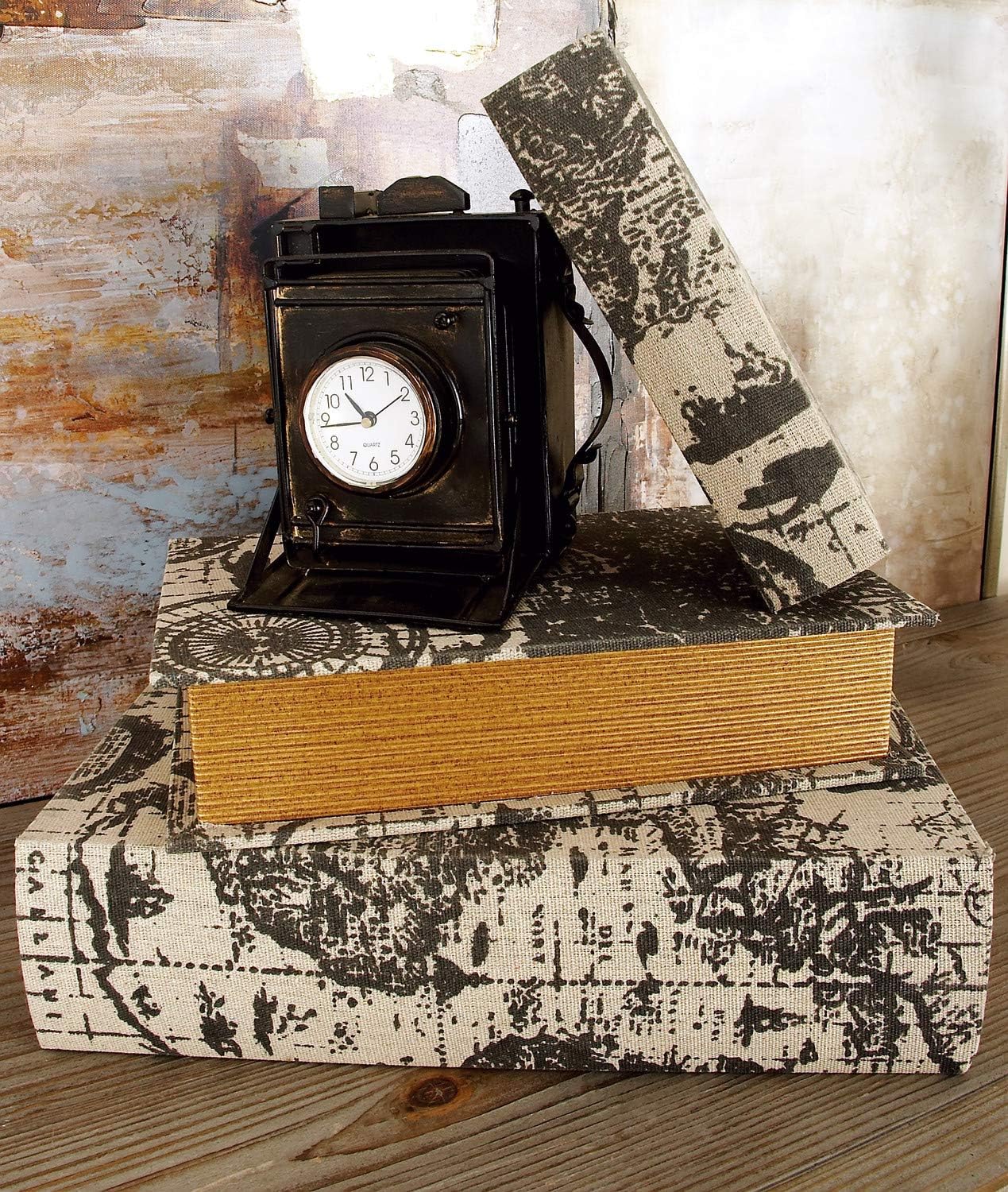 Wooden Decorative Box Faux Book Book Shaped Boxes / Beige / 14", 12", 9"H / Set of 3