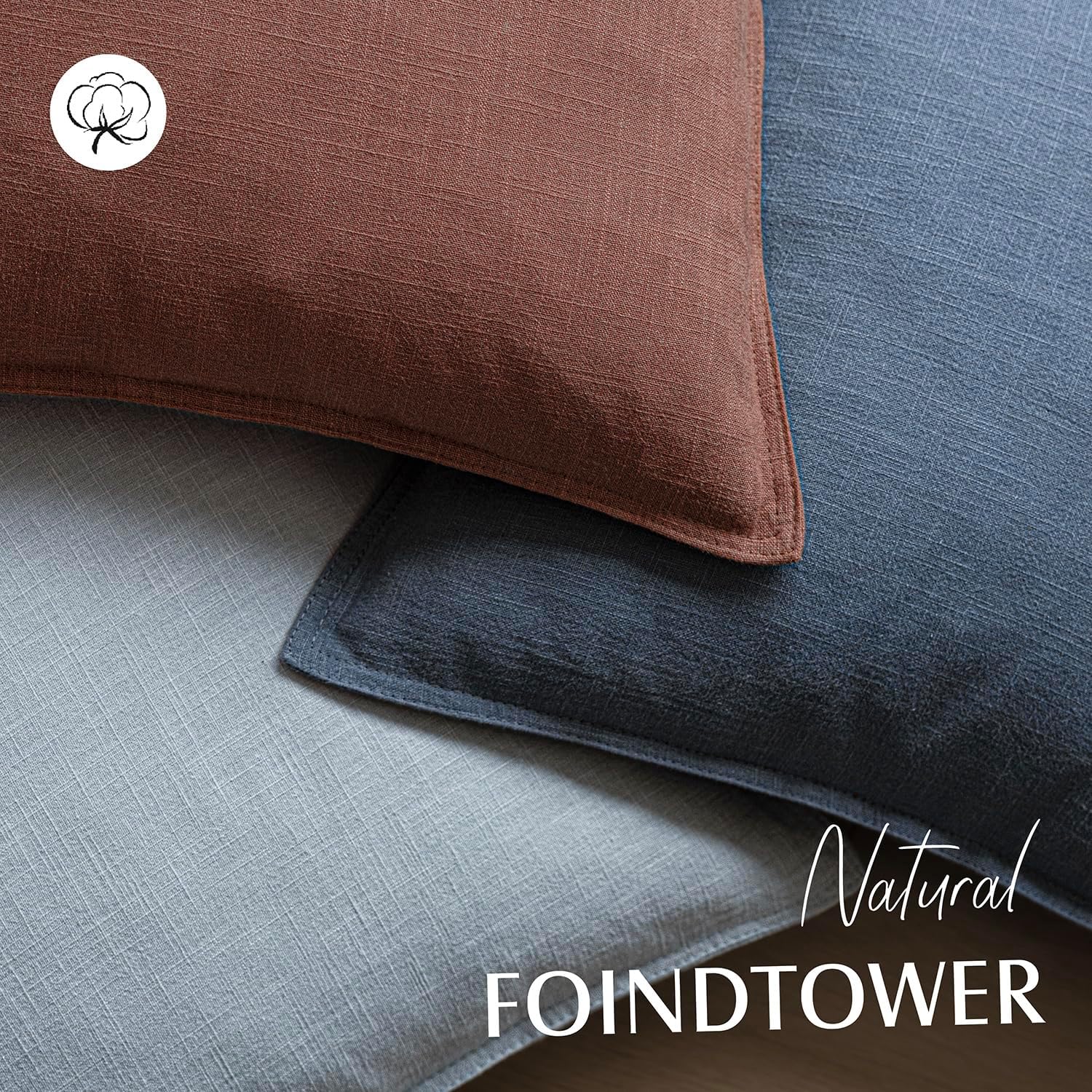 Decorative Linen Solid Throw Pillow Covers Soft Accent Euro / 18 x 18 / Autumn Glaze / Set of 2