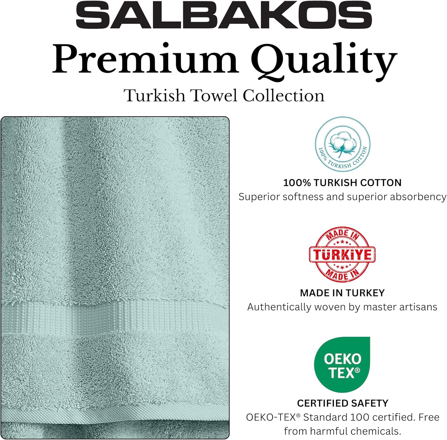 SALBAKOS 100% Turkish Cotton Bath Sheet 40x80 inch (1-Piece Seafoam Green) | Extra Large Jumbo Oversized Bathroom and