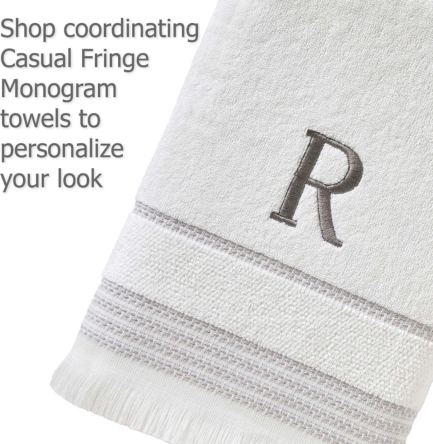 SKL Home Casual Fringe Bath Towel Set, 2pc, Premium 100% Cotton, White | 600 GSM weight. Spa-level quality. Soft &