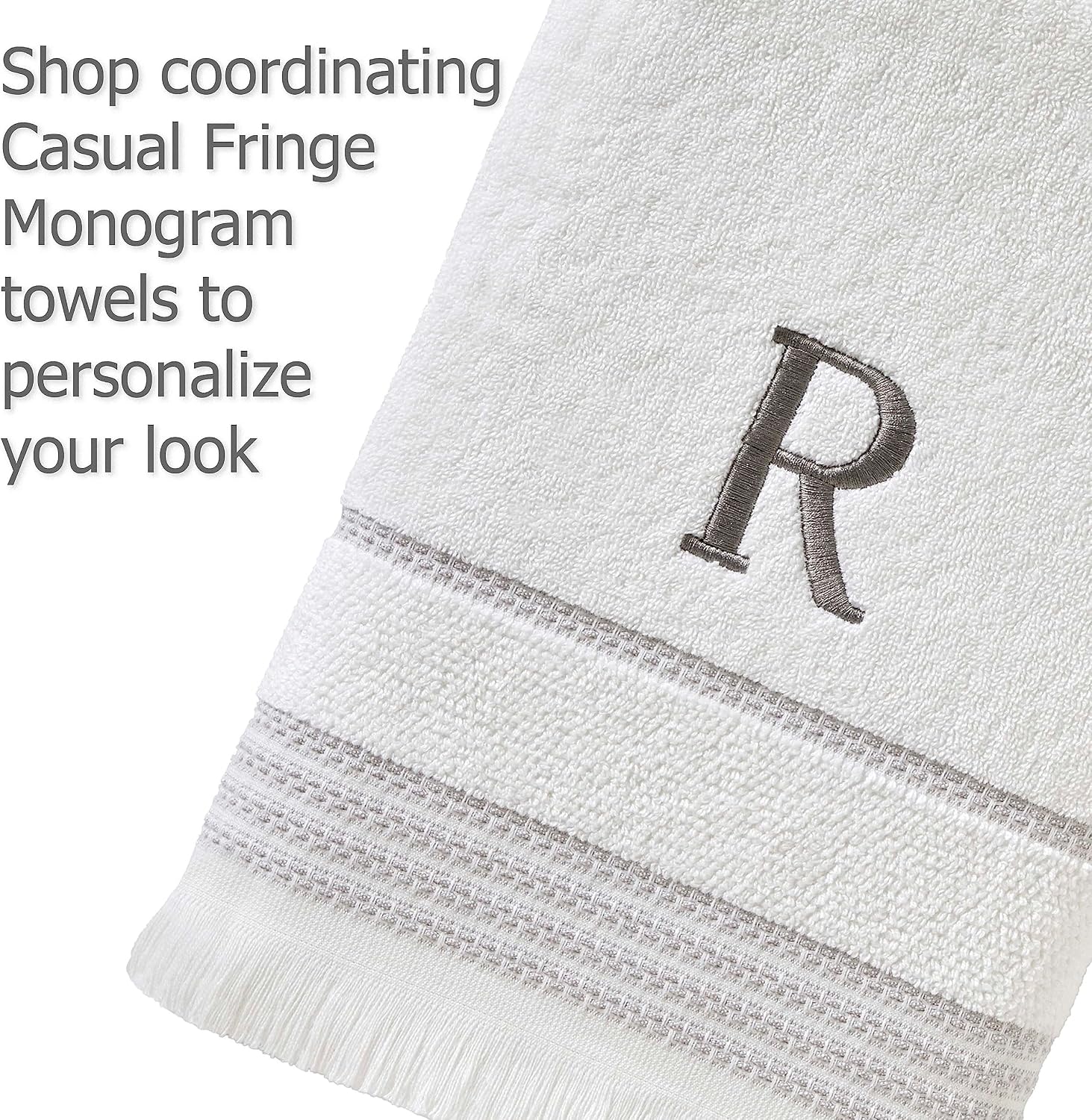 SKL Home Casual Fringe Bath Towel Set, 2pc, Premium 100% Cotton, White | 600 GSM weight. Spa-level quality. Soft &