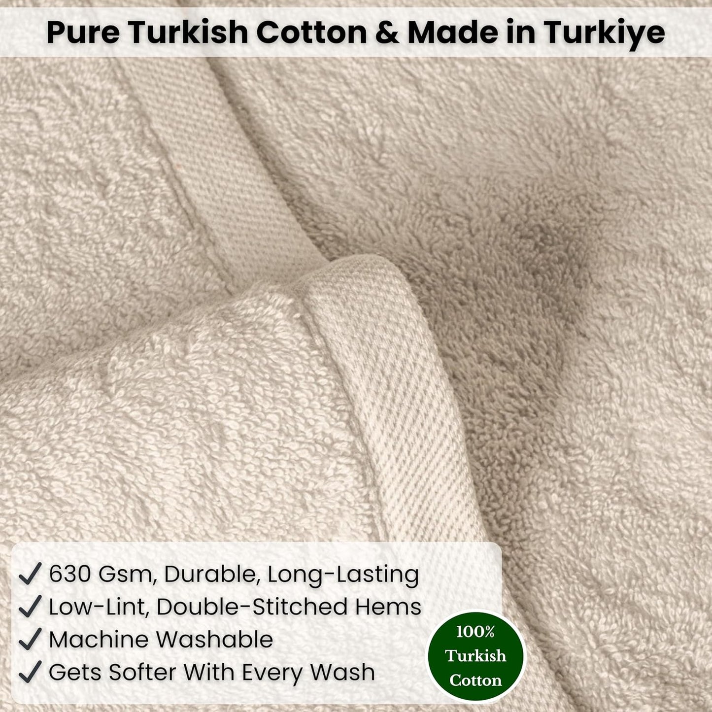 SALBAKOS Luxury 100% Turkish Cotton Bath Sheet 40x80 in (1-Piece, Ivory) | Extra Large Jumbo Oversized Bathroom and