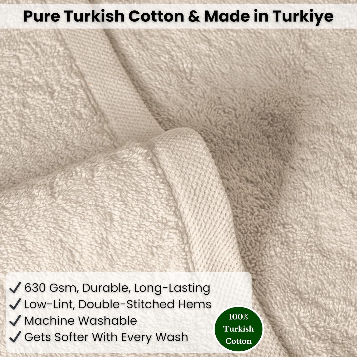 SALBAKOS Luxury 100% Turkish Cotton Bath Sheet 40x80 in (1-Piece, Ivory) | Extra Large Jumbo Oversized Bathroom and
