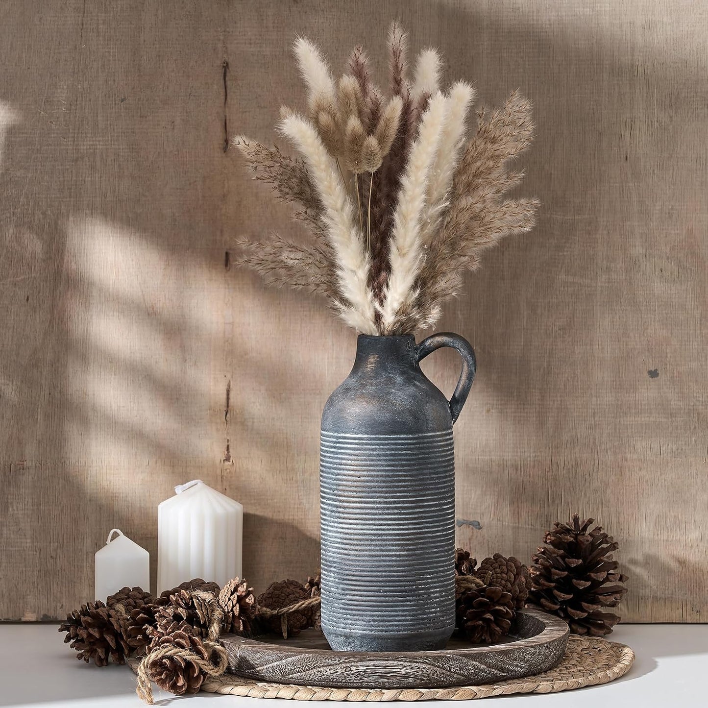 Ceramic Rustic Vase / Black Bronze- 9.64