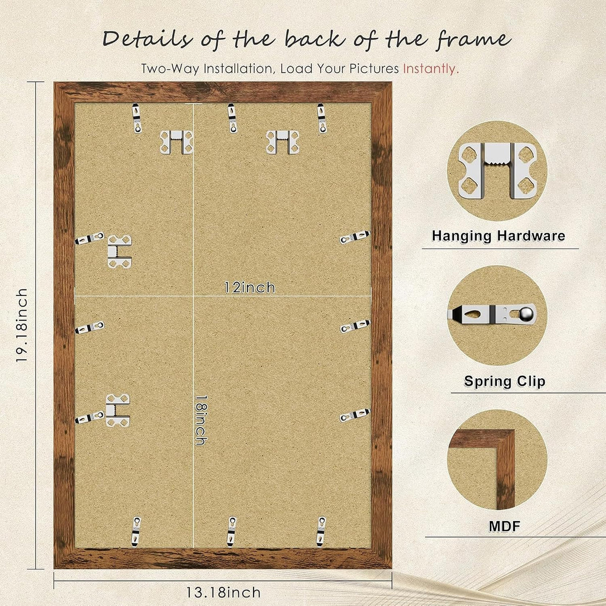 12x18 Rustic Brown Poster Frame, Picture Frame for Wall, 3 Pack | Fits 11x17 Photos With Mat or 12x18 Without Mat