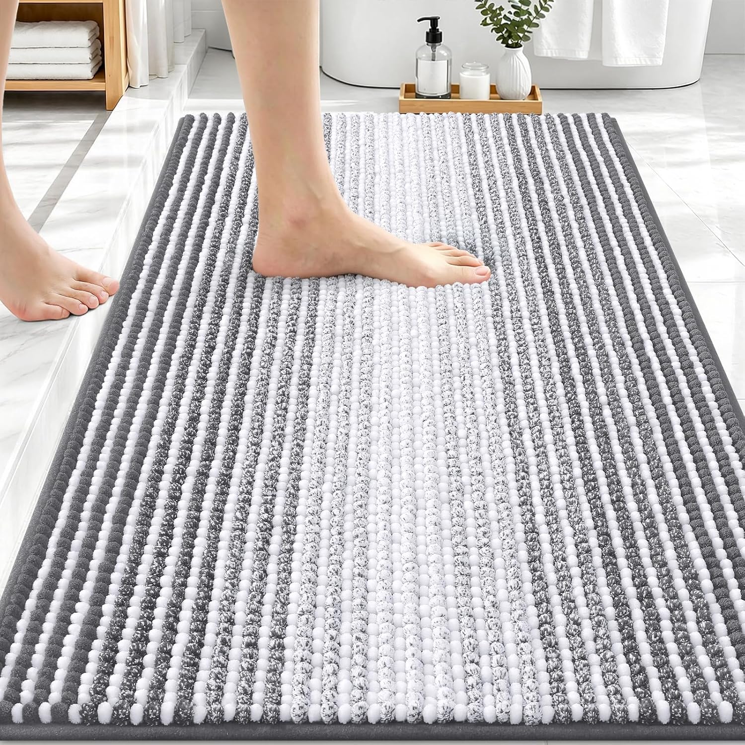 OLANLY Toilet Rugs U-Shaped 20x20, Soft Absorbent Chenille Contour Rugs