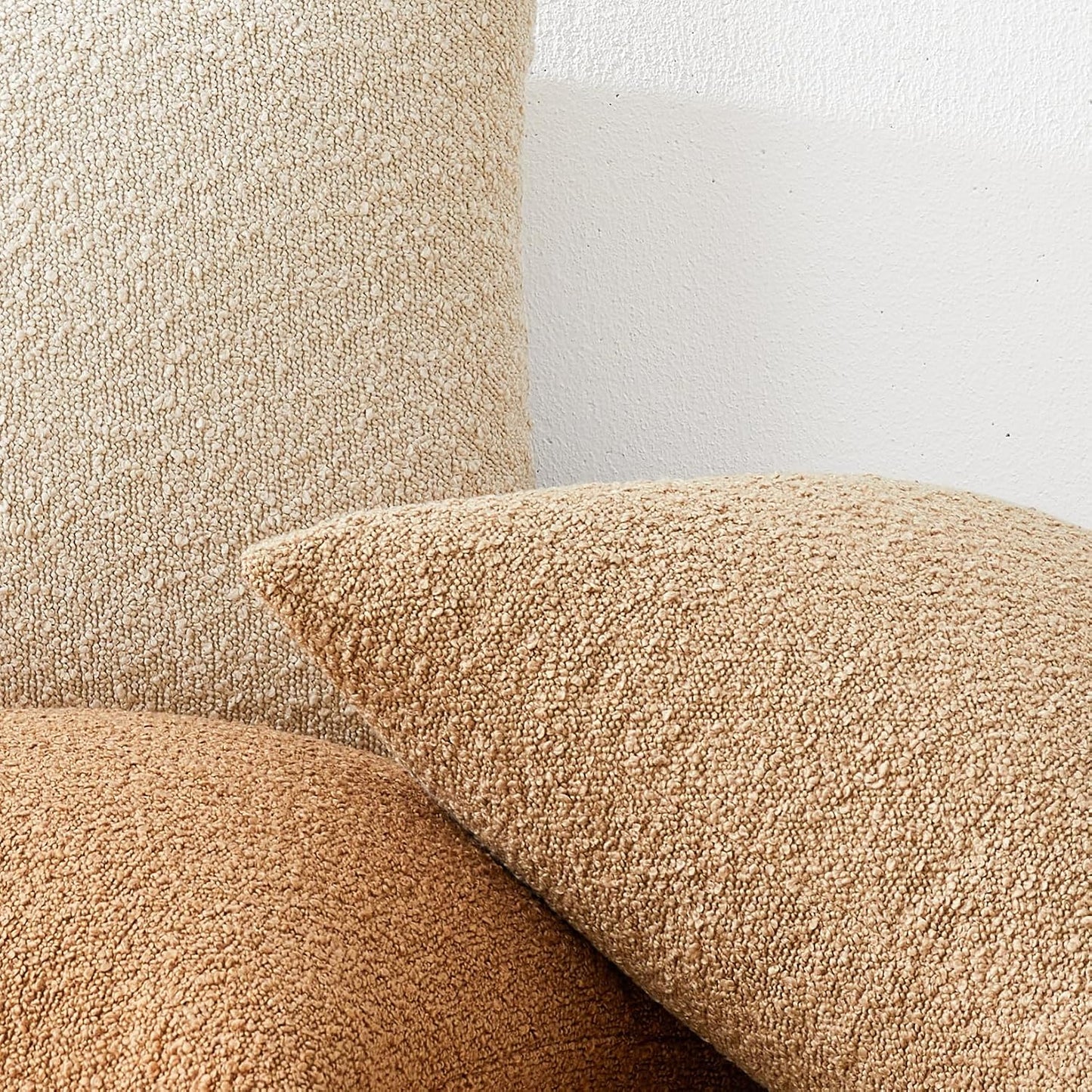 Textured Boho Pillow Covers / Camel / 18 x 18 / Set of 2