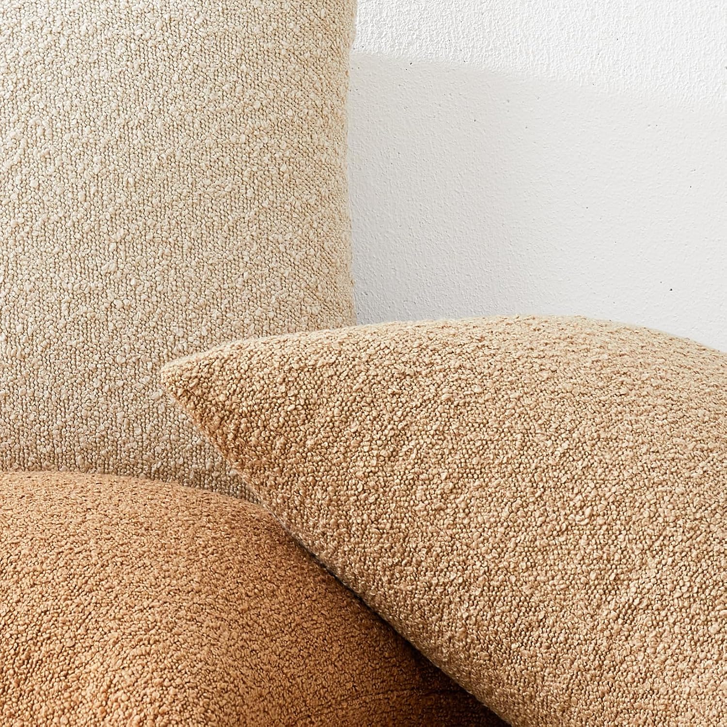 Textured Boho Pillow Covers / Camel / 18 x 18 / Set of 2