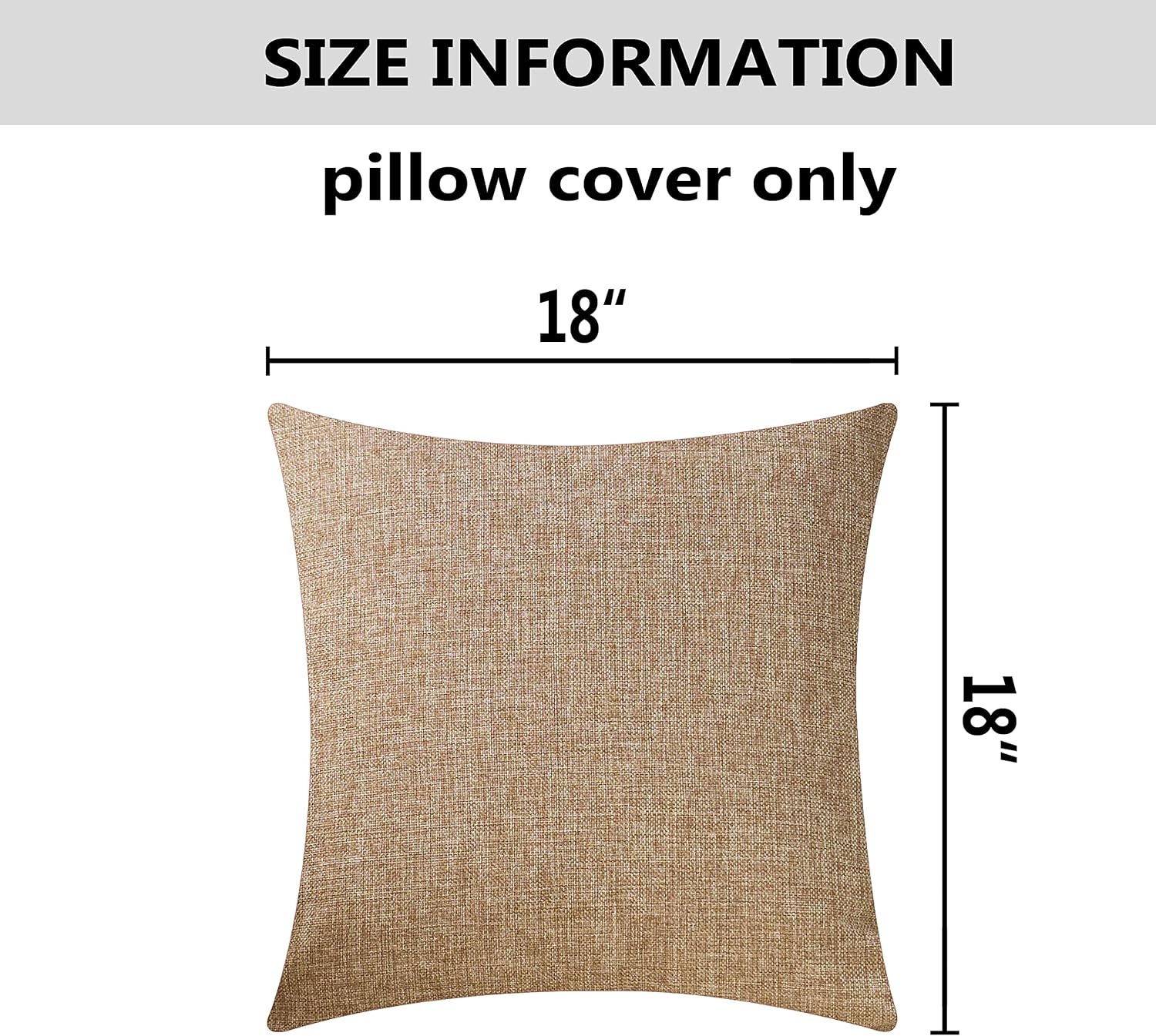 Linen Throw Pillow Covers Burlap Decorative Pillow Covers / 18 x 18 / Natural Linen / Set of 2