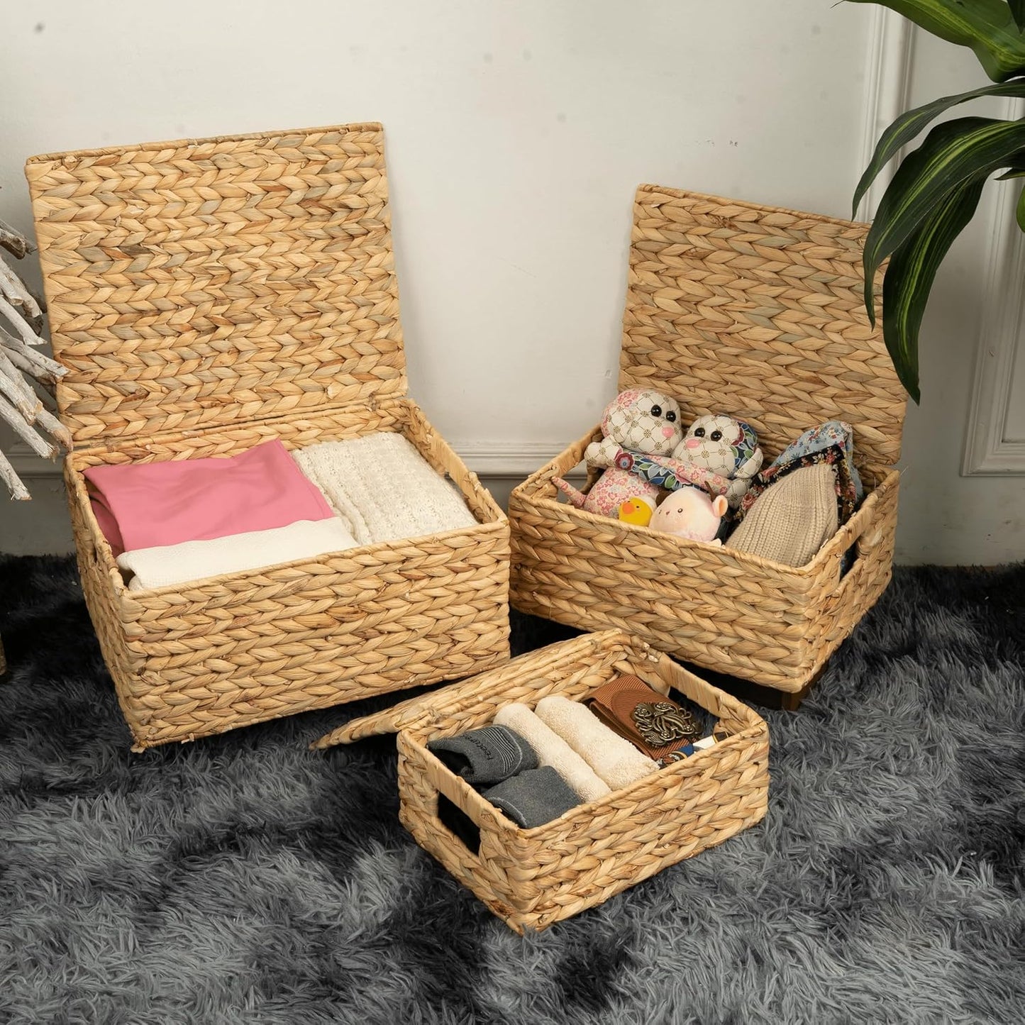 Wicker Baskets / Woven Storage Basket / Set of 3