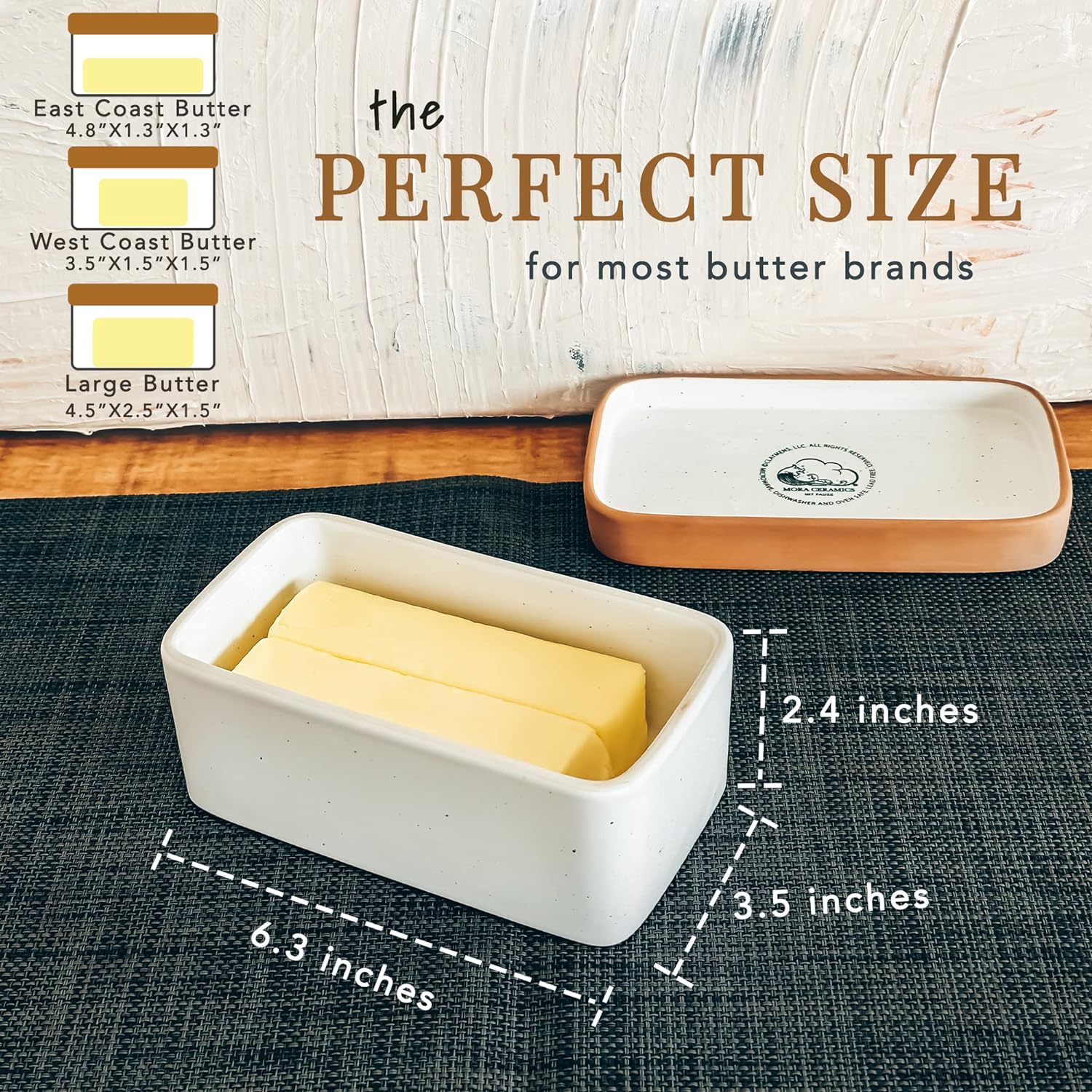 Covered Butter Crock Container to Leave on Countertop / Vanilla White