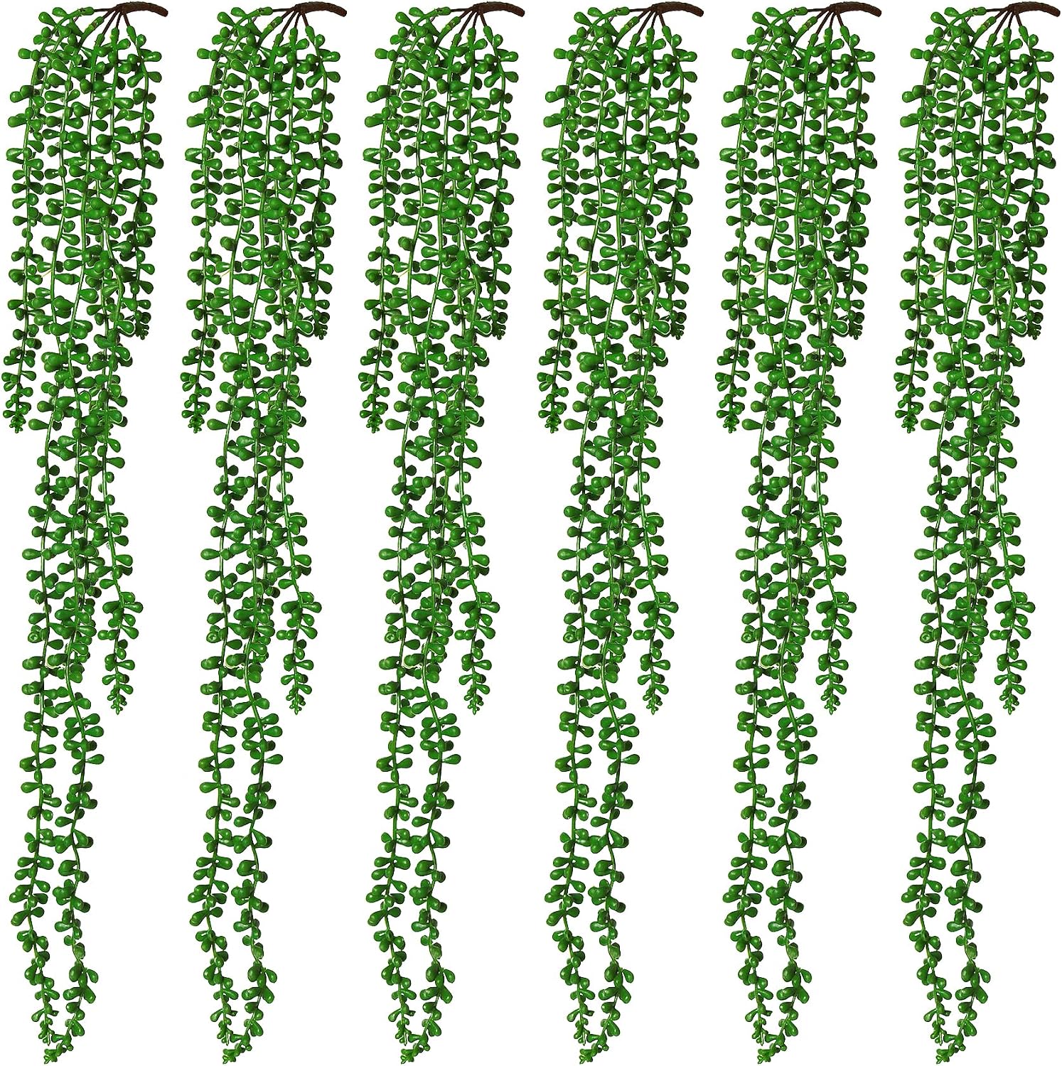 Artificial Hanging Succulents Fake String of Pearls Plant Faux Greenery Wall / Green / Set of 6