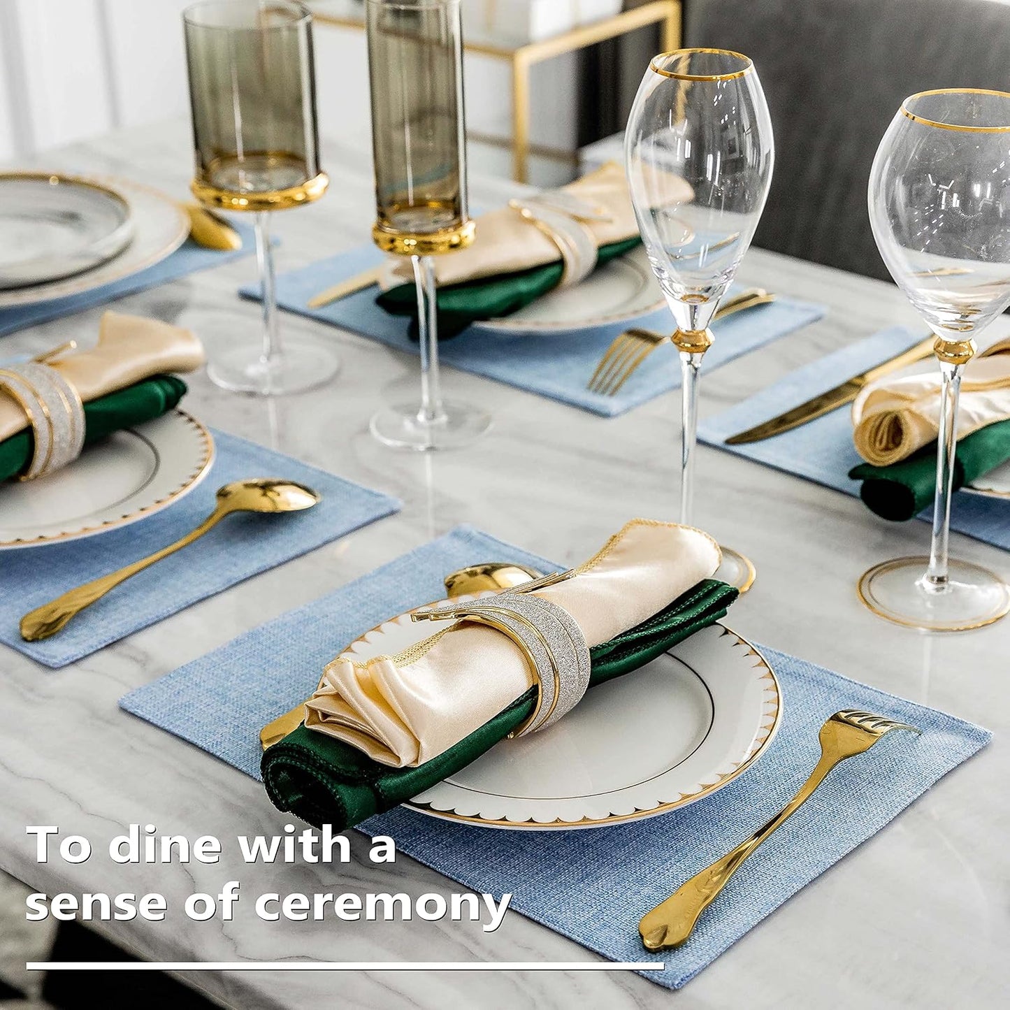 Home Brilliant Placemats Table Mat Set of 6 Heat Resistant Dining Place Mats for Kitchen Restaurant Wedding Holiday