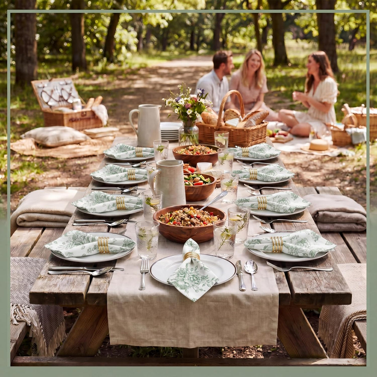 12 Pcs Floral Cloth Napkins 6 Patterns Washable Dinner Tea Party Napkins Reusable Plant Flowers Square Napkin Cotton