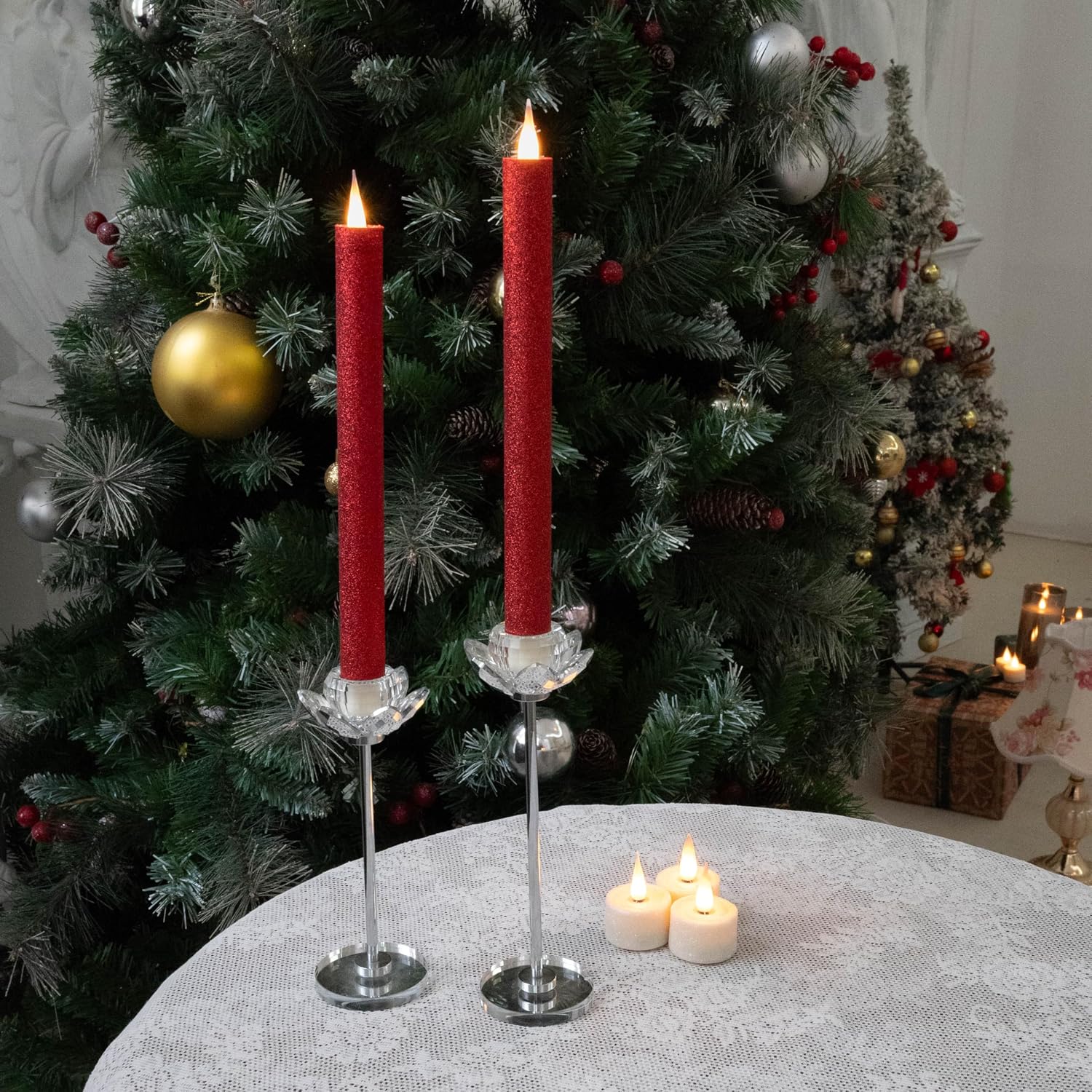 Flameless Taper Candles Flickering with Remote and Timer, 3D Moving Flame Taper Candle Battery Operated to 400 Hours, 9