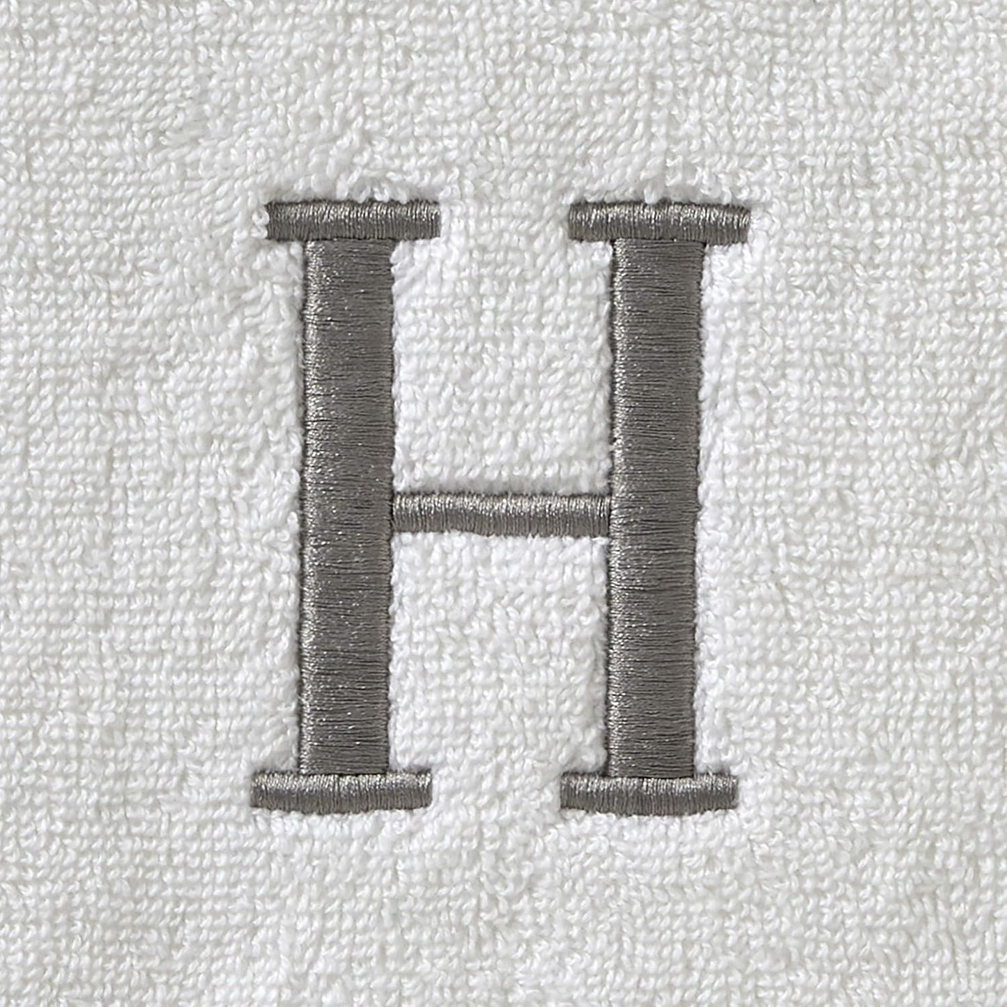 SKL Home Casual Monogram Hand Towel Set-2pc, Embroidered H, White | Available in letters A-Z. Personalized style for