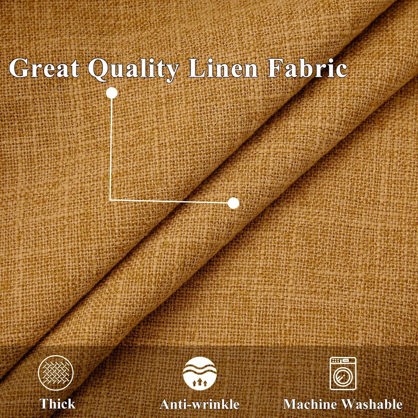 Fall Decorative Throw Pillow Covers Square Faux Linen Outdoor / Bronze Gold / 18 x 18 / Set of 2