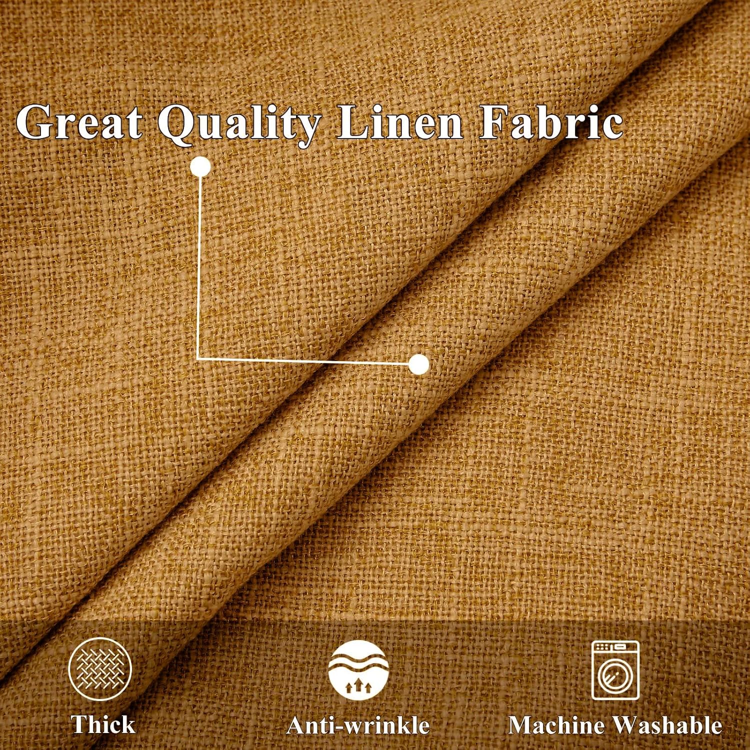 Fall Decorative Throw Pillow Covers Square Faux Linen Outdoor / Bronze Gold / 18 x 18 / Set of 2