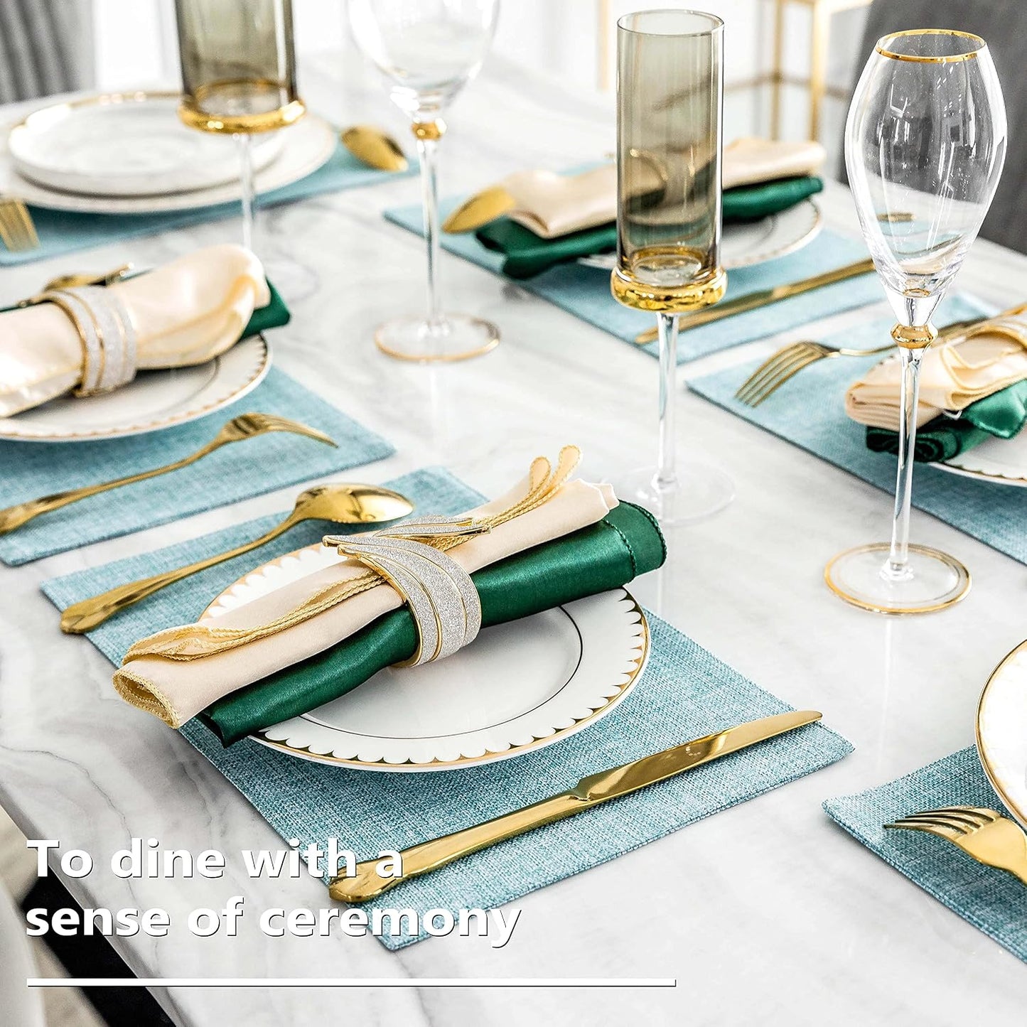 Home Brilliant Cloth Placemats Set of 8 for Holiday Dinner Linen Placemat Heat Resistant Dining Table Place Mats for