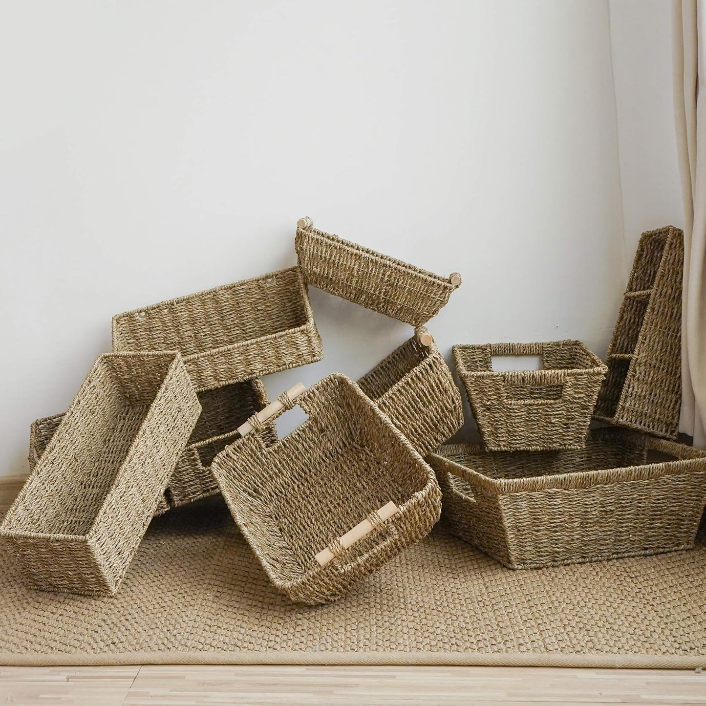 Seagrass Storage Baskets for Toilet Tank Top / Natural / Set of 2