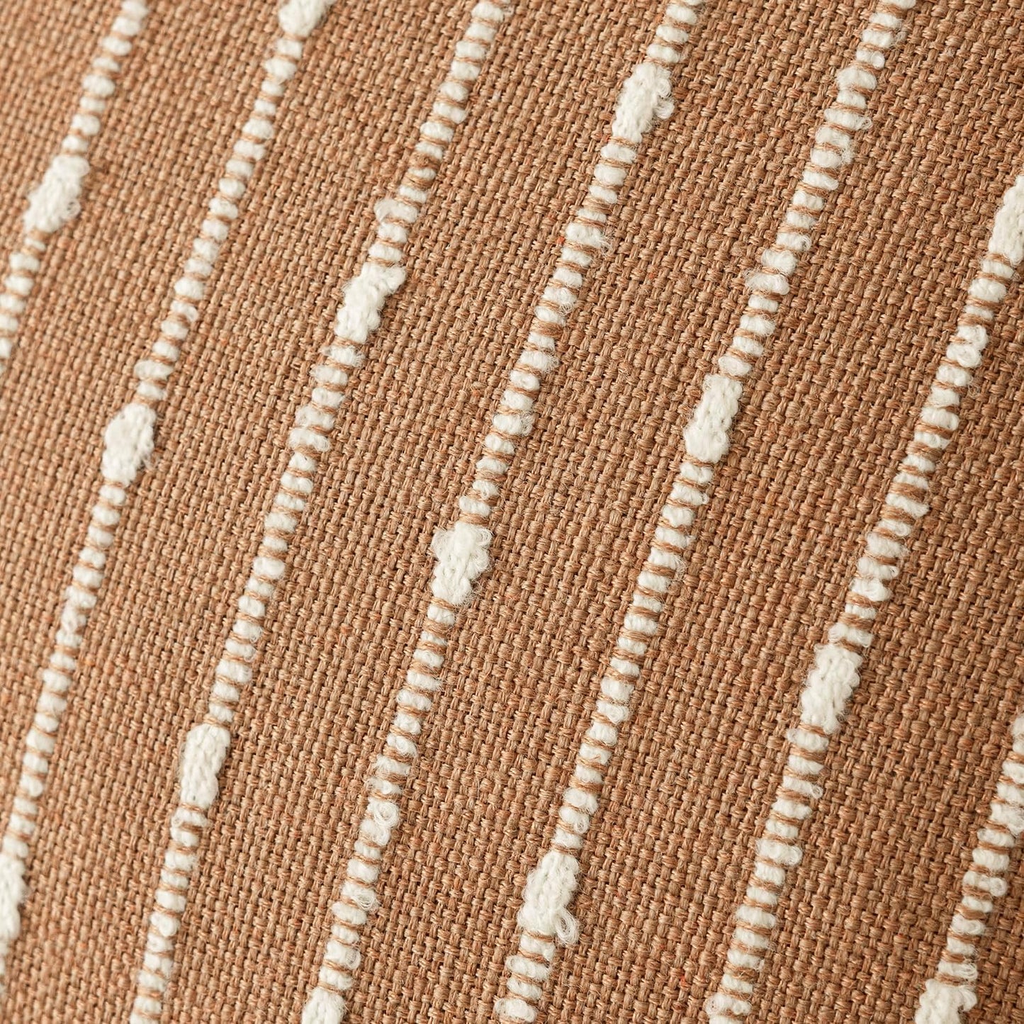 Decorative Jacquard Boucle Throw Pillow Covers Accent Textured / 18 x 18 / Tobacco / Set of 2