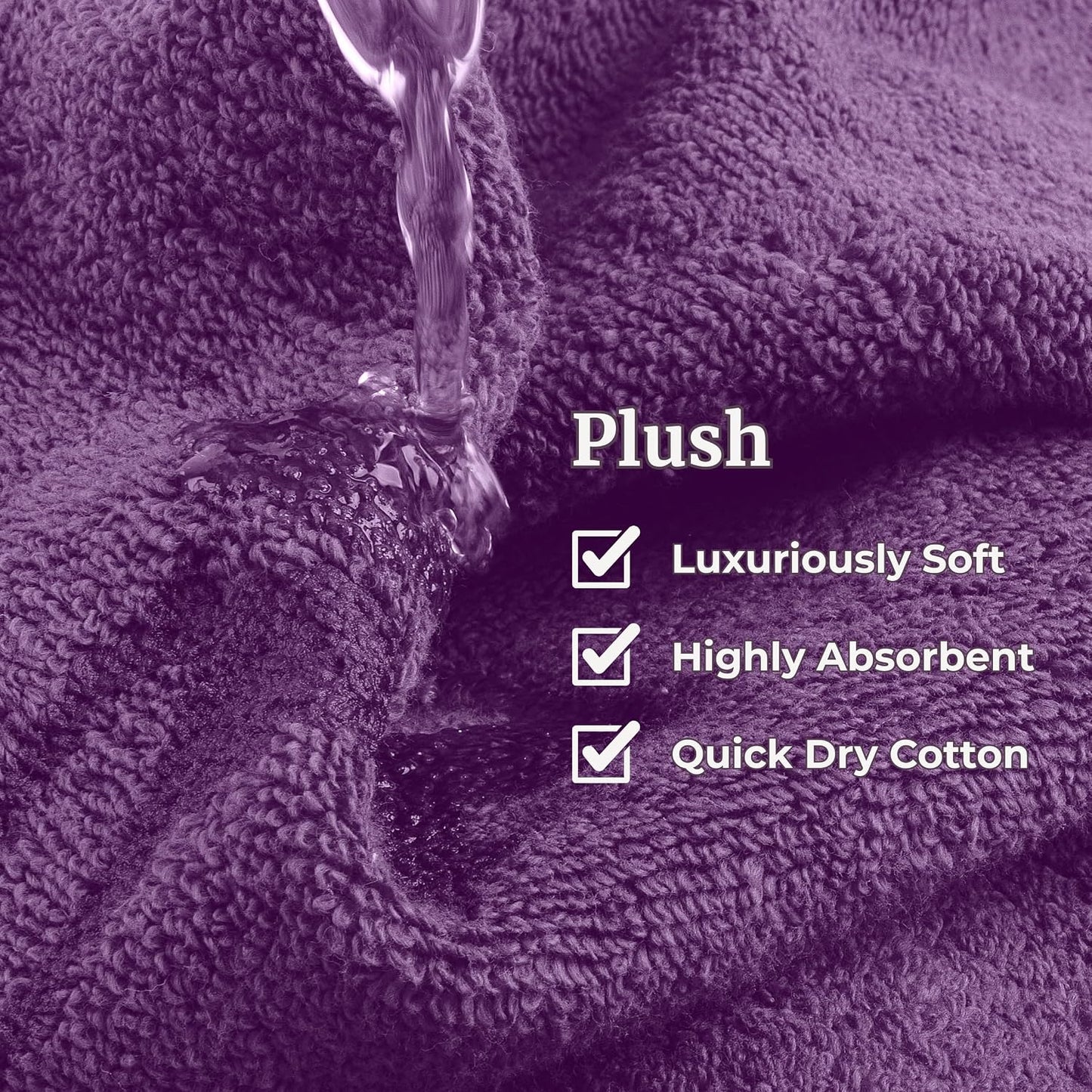 Lavish Home 6 Piece Bathroom Towels Set - 525GSM 100% Cotton Bathroom Essentials - 2 Bath Sheets, 2 Hand Towels, and 2