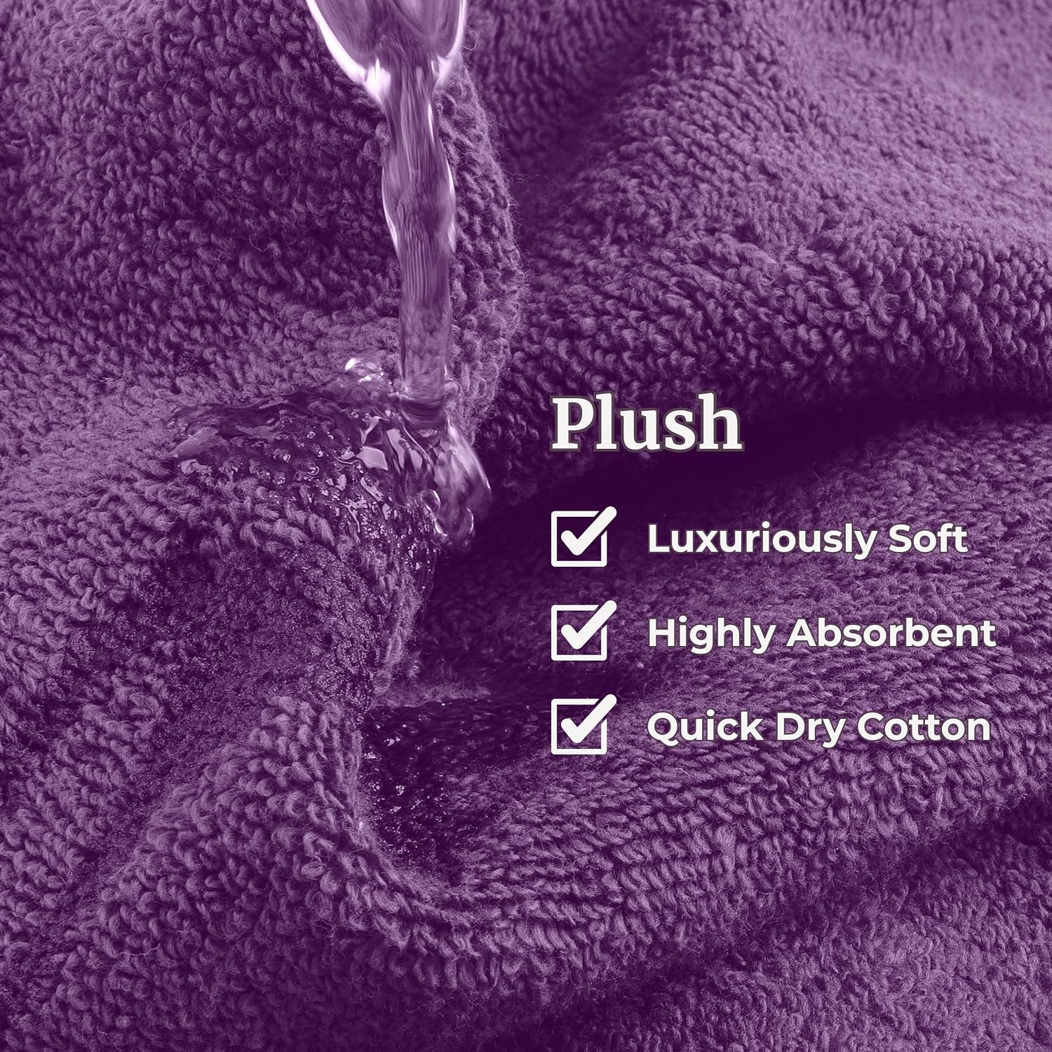 Lavish Home 6 Piece Bathroom Towels Set - 525GSM 100% Cotton Bathroom Essentials - 2 Bath Sheets, 2 Hand Towels, and 2