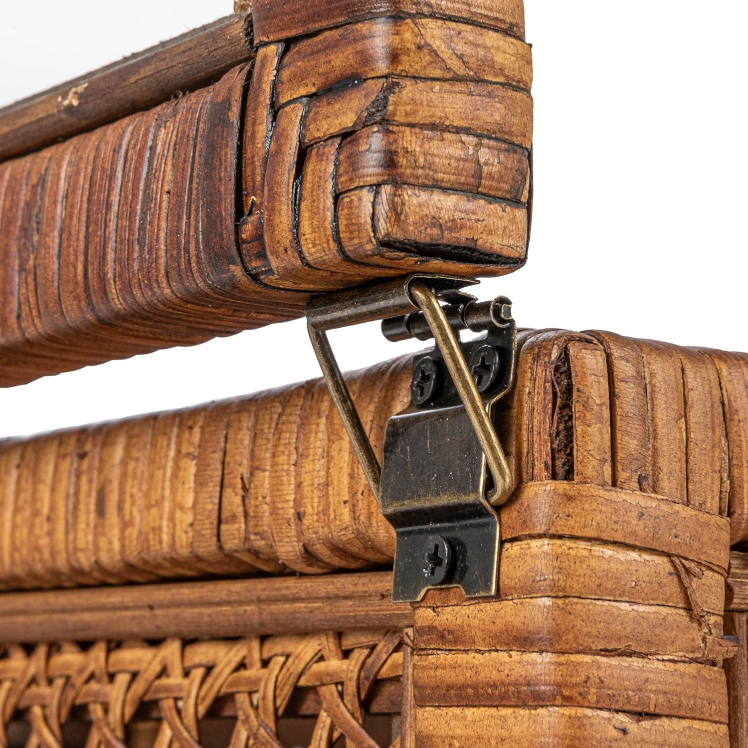 Modern Decorative Rectangle Woven Rattan and Wood Display / Dark Brown / Rectangular / Set of 2