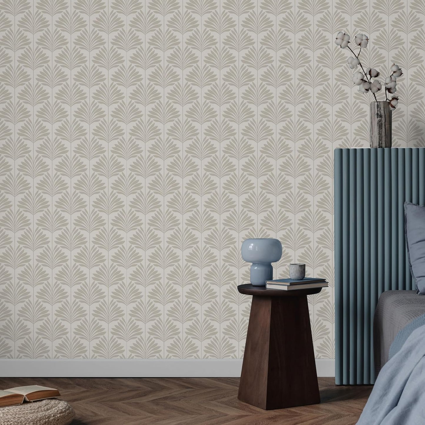 Peel and Stick Wallpaper Eco-Friendly Sheets / Neutral Palm / 11 x 16 / Set of 12