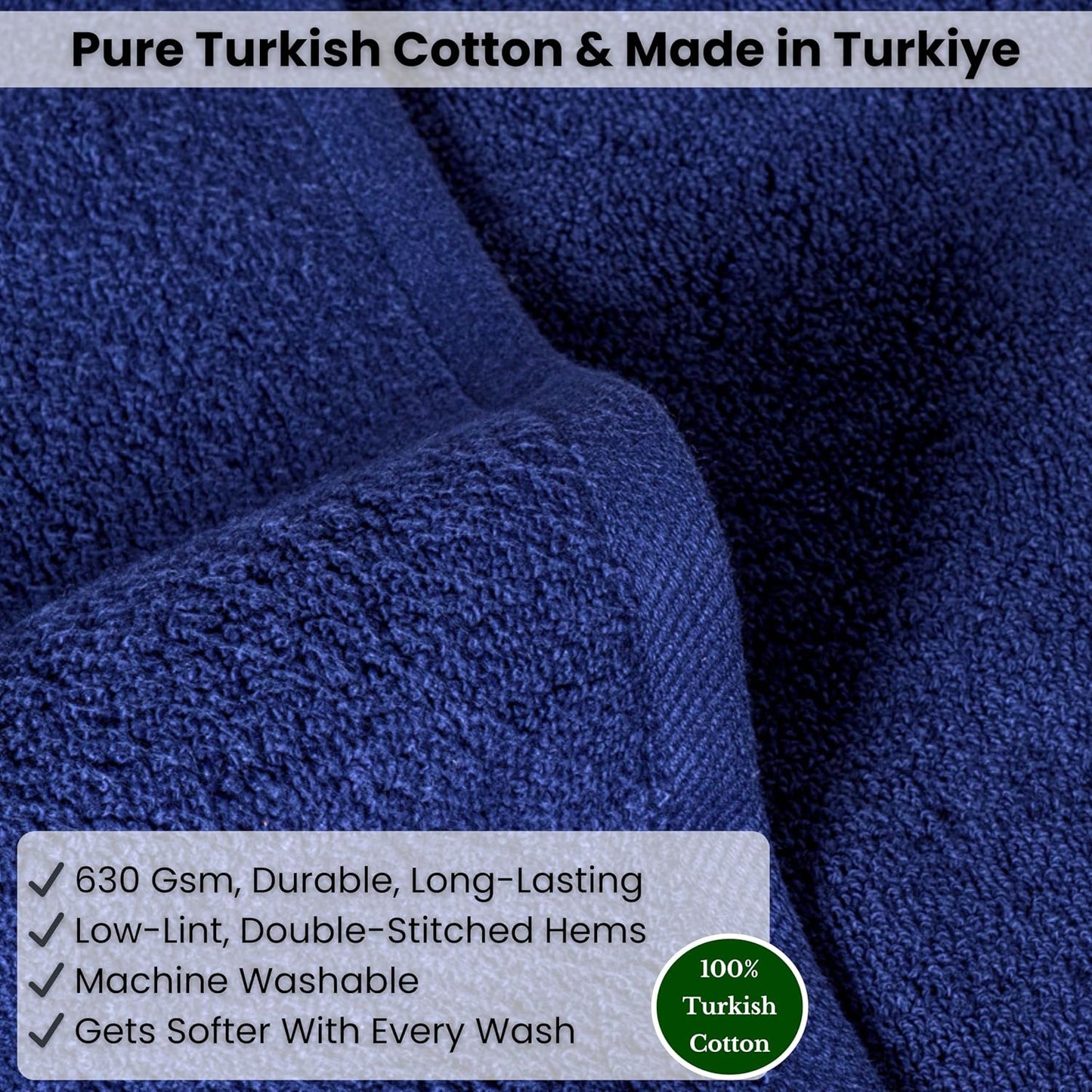 SALBAKOS Luxury 100% Turkish Cotton Bath Sheet 40x80 (1-Piece, Navy Blue) | Extra Large Jumbo Oversized Bathroom and