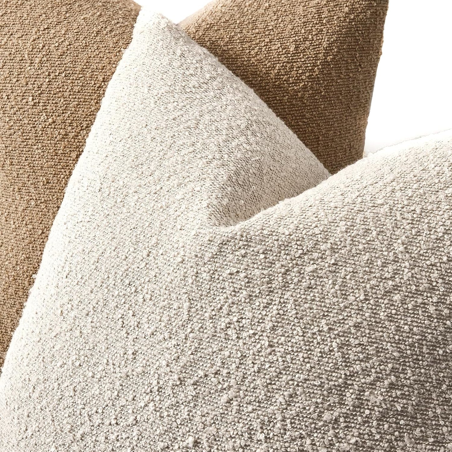 Boucle Throw Pillow Covers / Beige / 18 x 18 / Set of 2
