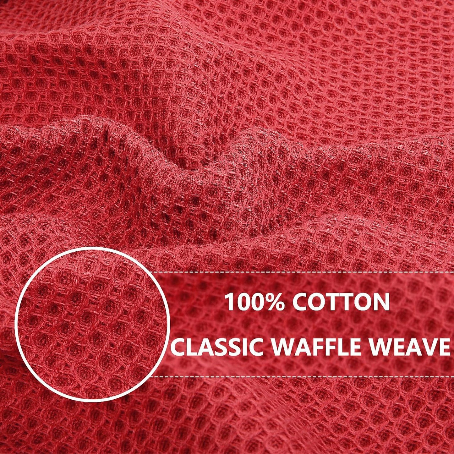Homaxy 100% Cotton Waffle Weave Kitchen Dish Cloths 8-Pack, Brick Red | 12 x 12 Inches, Ultra Soft Absorbent Dish