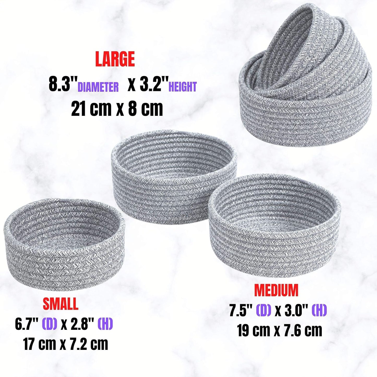 Small Catch All Basket / Light Gray Mix / Set of 3