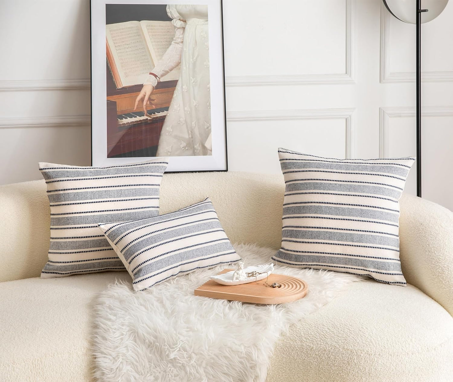 Farmhouse Textured Pillow Case / Navy Blue / 18 x 18 / Set of 2