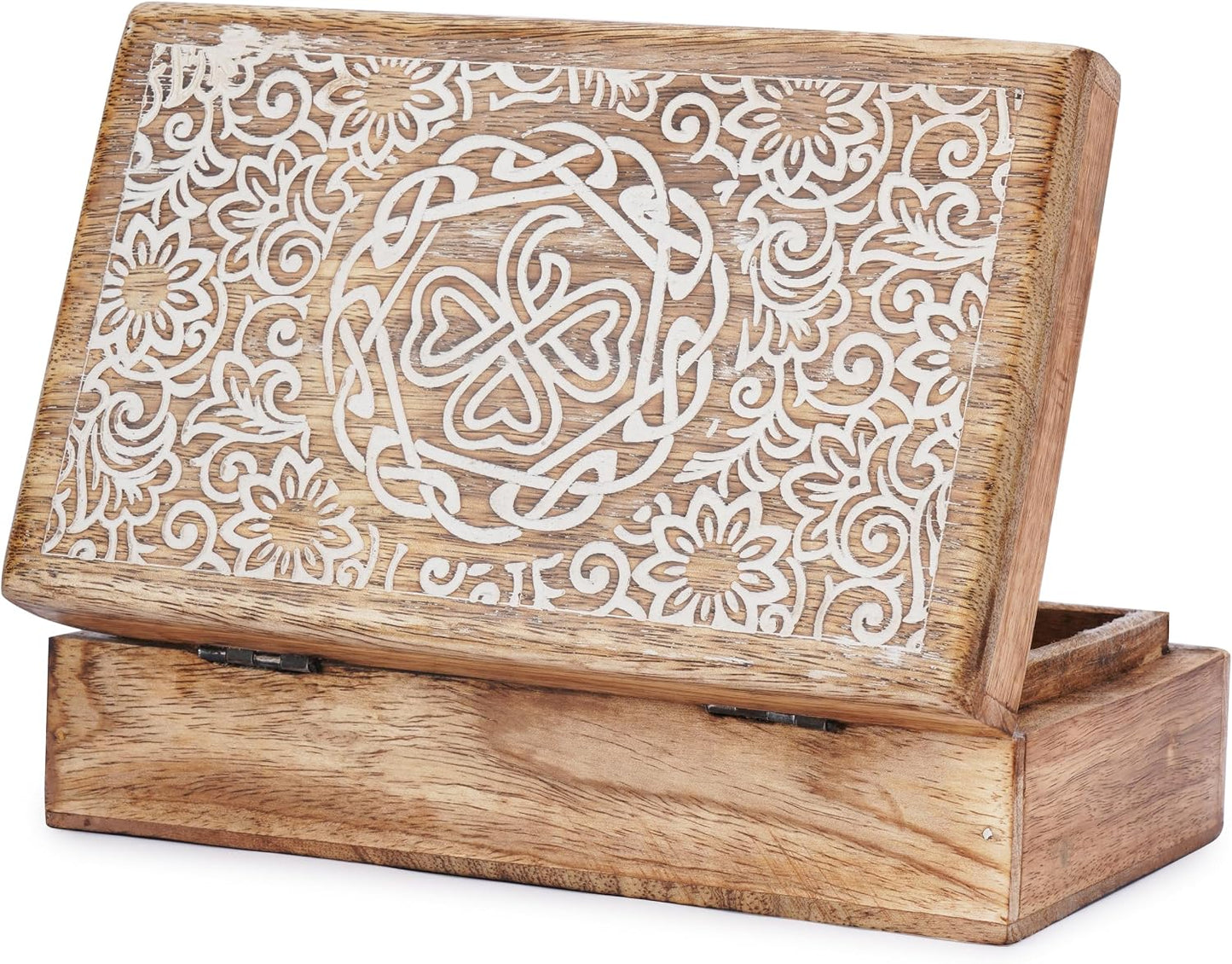 Mango Wood Jewelry Box / Center Flower Des