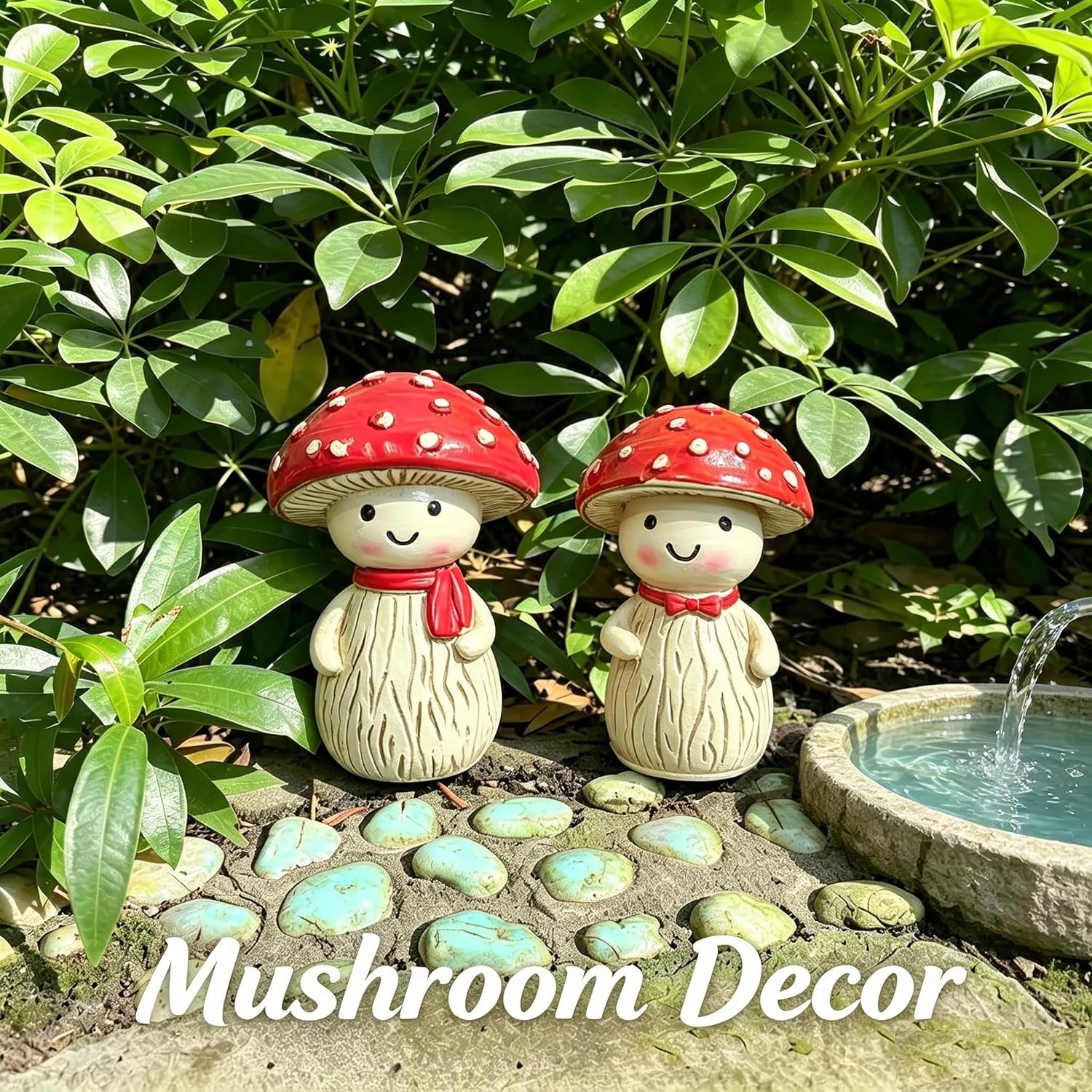 Mushroom decor figurines / 3 x 2 / Set of 2