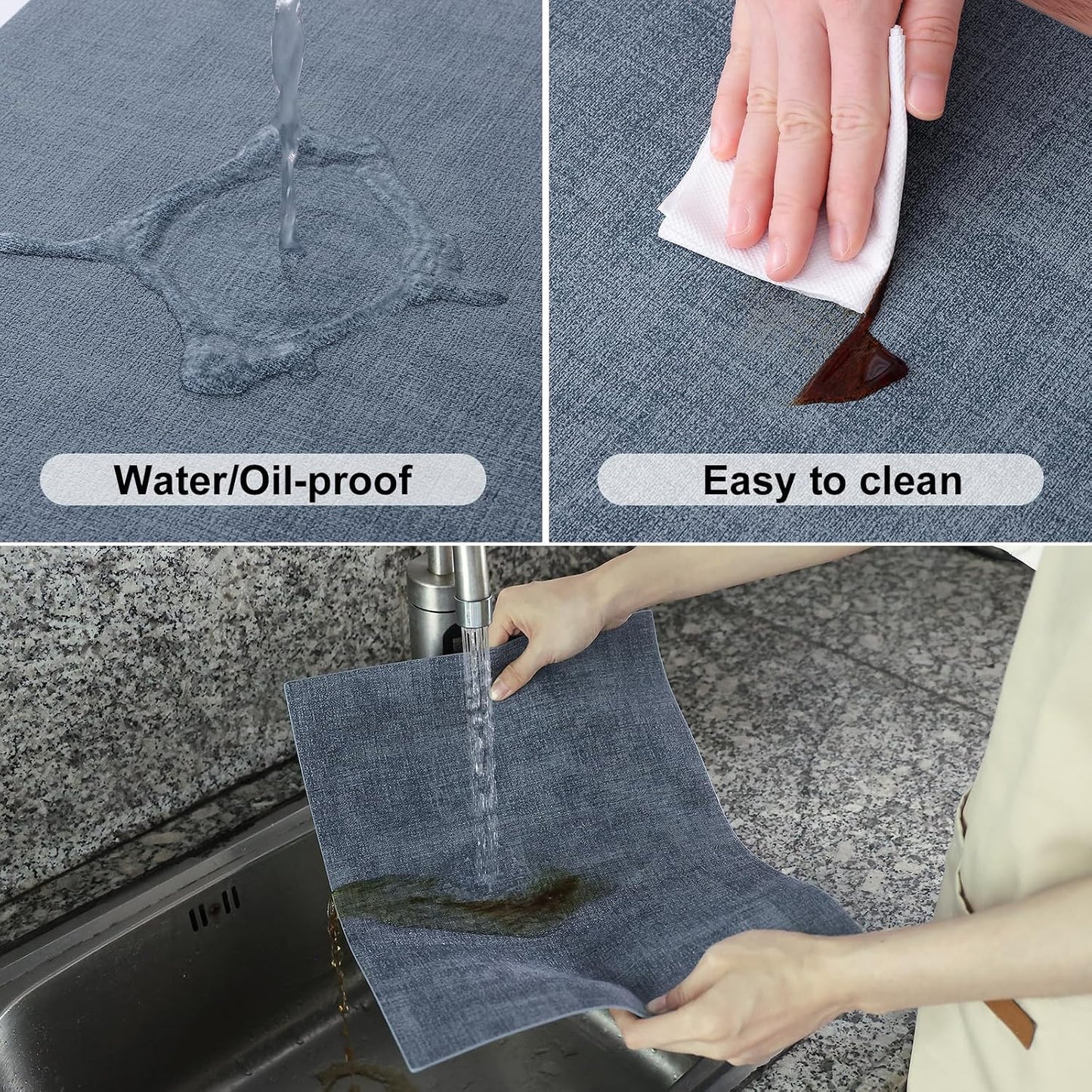 Homaxy PU Faux Leather Placemats for Dining Table, Set of 8, Blue | Waterproof Wipeable Washable Table Mats, Easy to