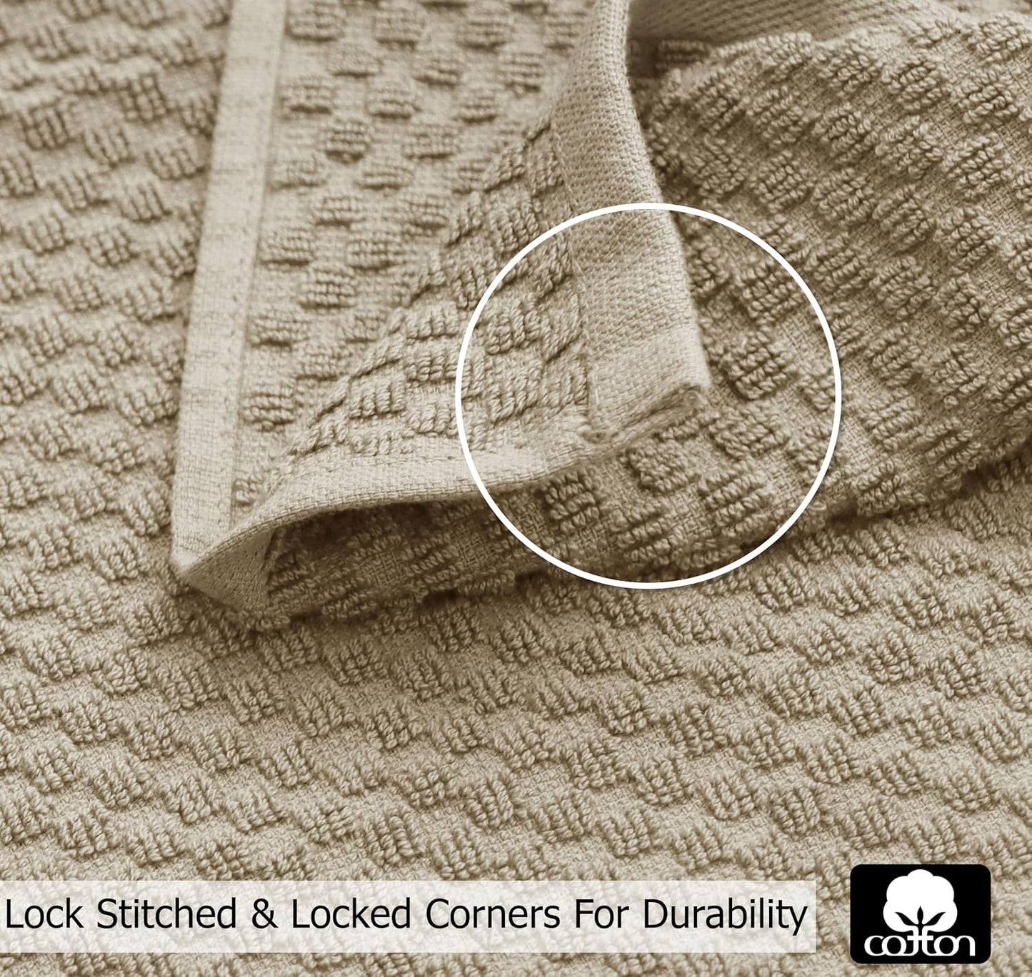 COTTON CRAFT Amazing Kitchen Towels - 8 Pack 100% Cotton Waffle Terry Towel | Beige - 16x28 inch Euro Café Waffle Weave